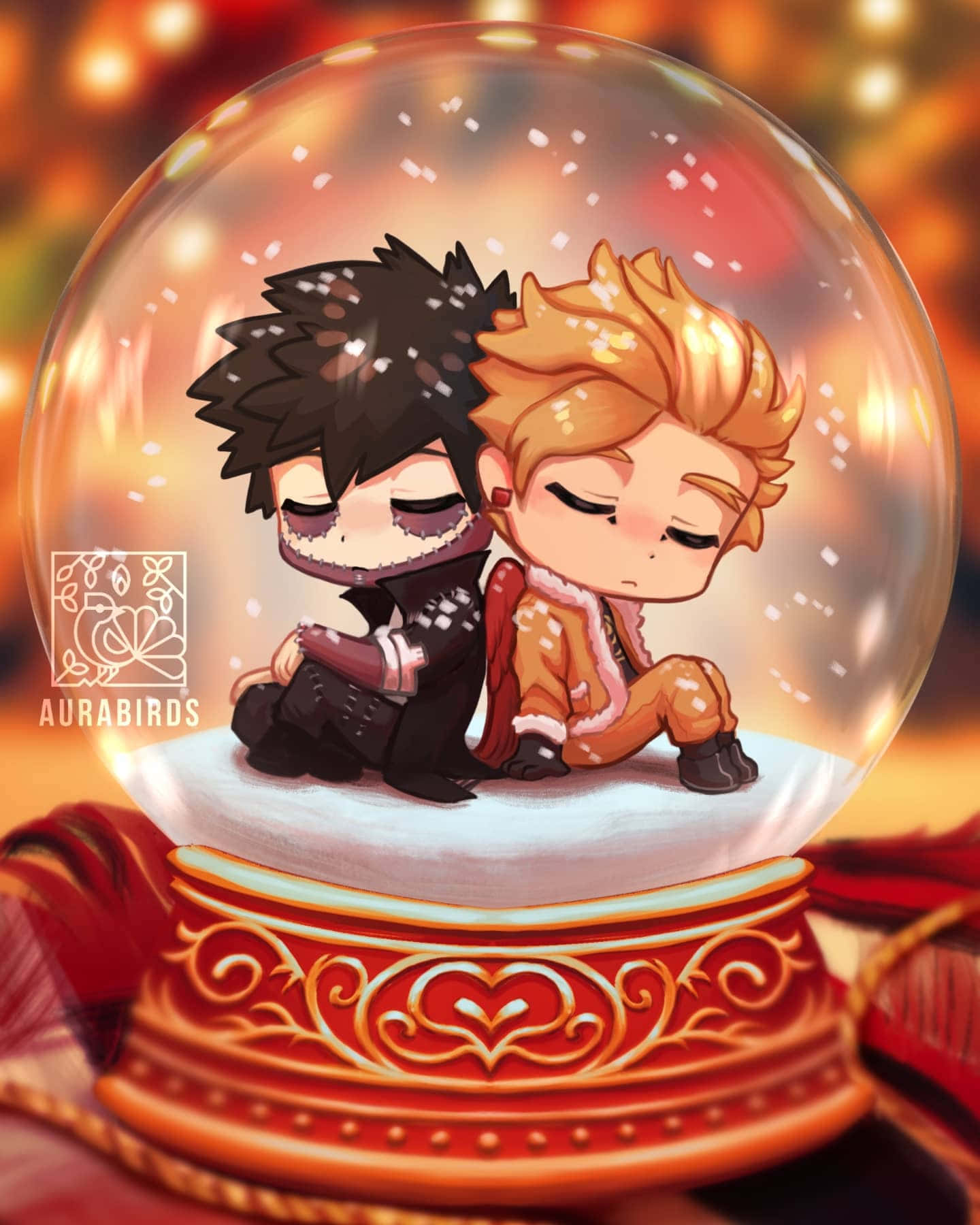 Dabi Phone, chibi anime characters, snow globe, HD Phone Wallpaper