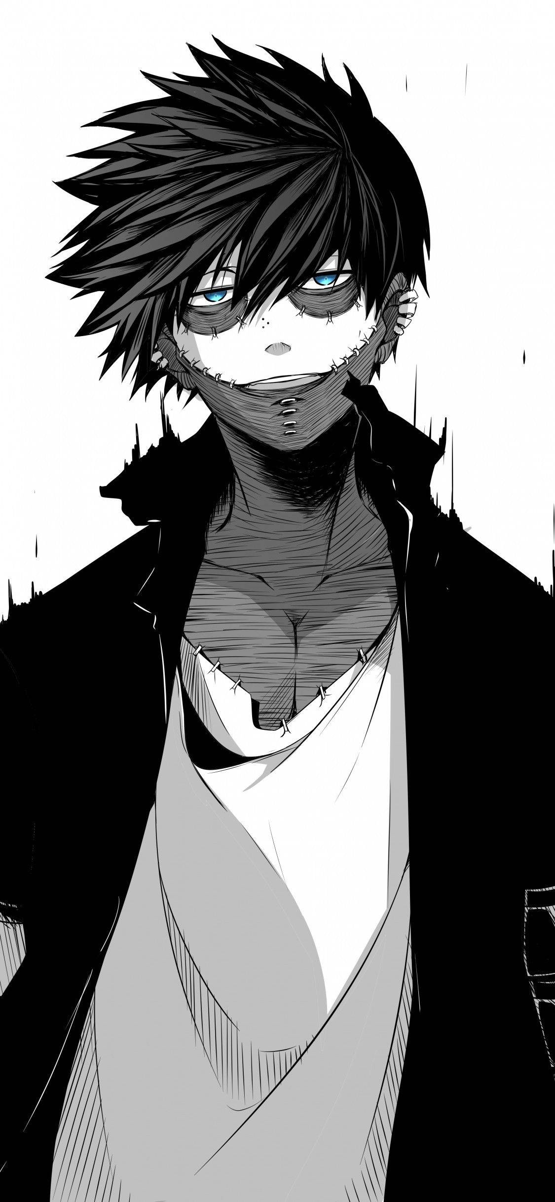 Dabi, black and white, spiky hair, Full HD Phone Wallpaper