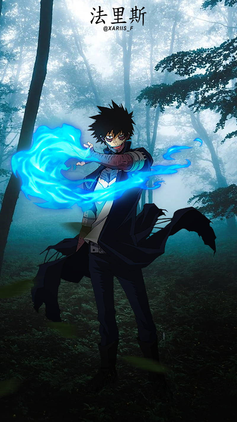 Dabi, spiky-haired anime character, glowing blue energy, HD Phone Wallpaper