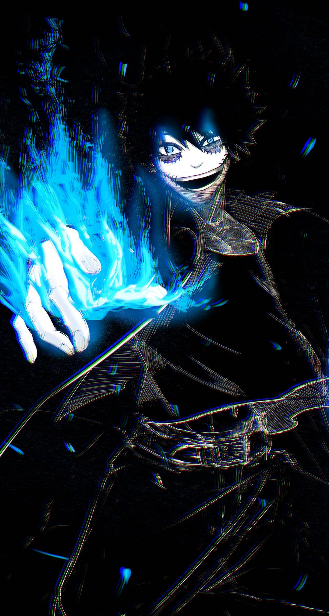 Dabi, spiky hair, glowing blue eyes, Full HD Phone Wallpaper