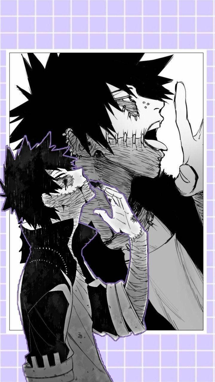 Dabi, purple grid background, black and white manga panel, HD Phone Wallpaper