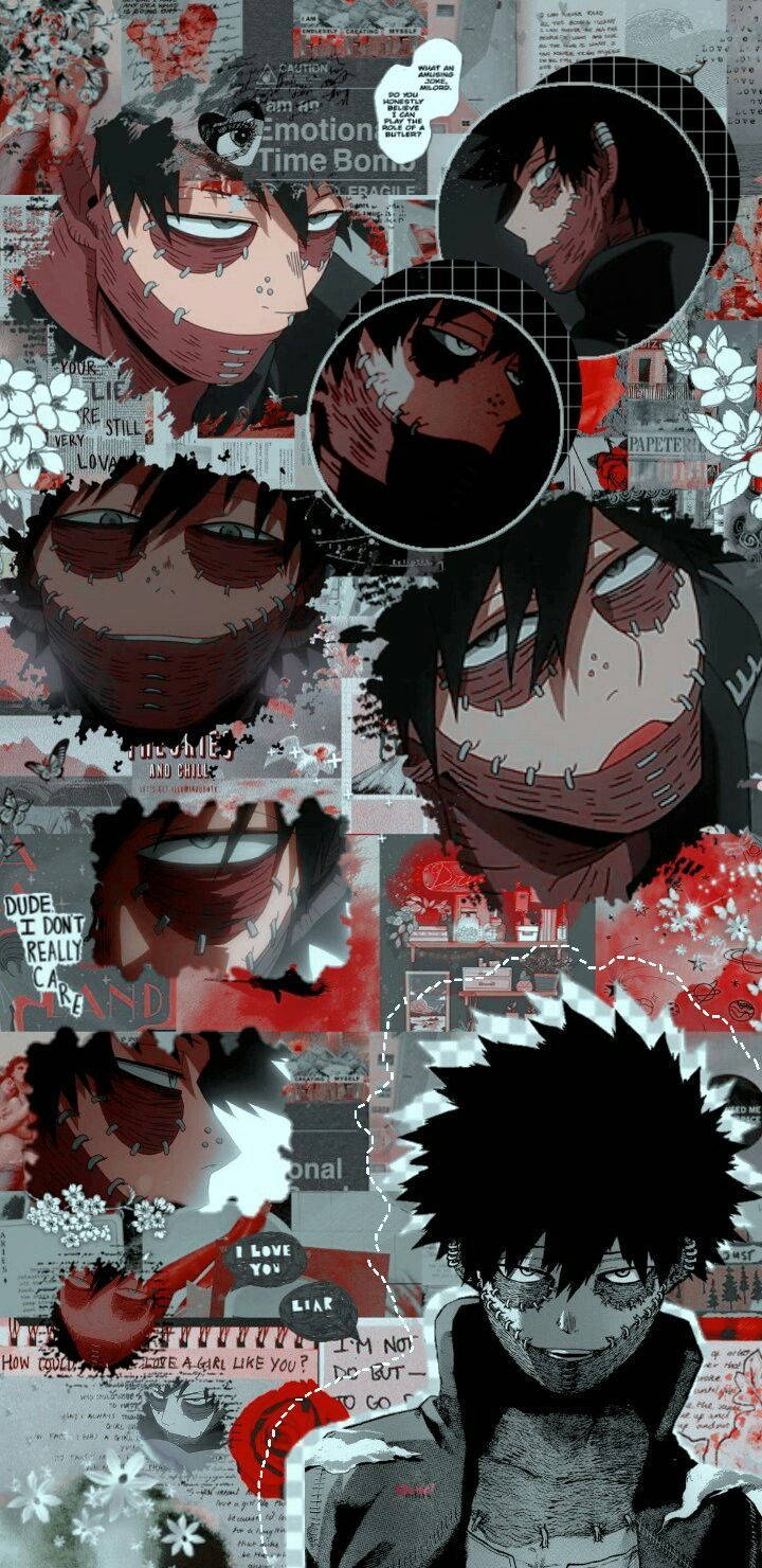 Dabi, red accents, text overlays, HD Phone Wallpaper