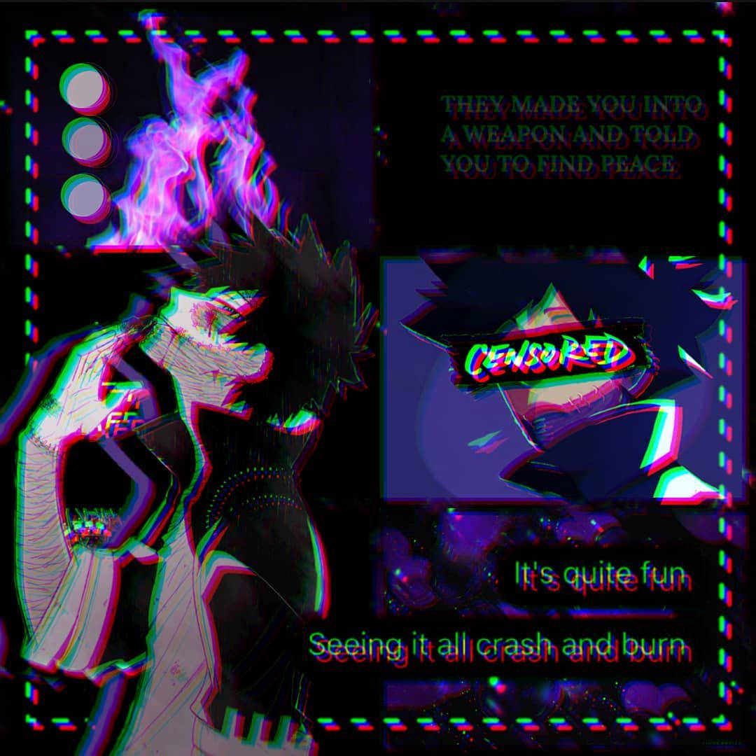 Dabi, purple flames, glitchy anime character, SD Desktop Wallpaper