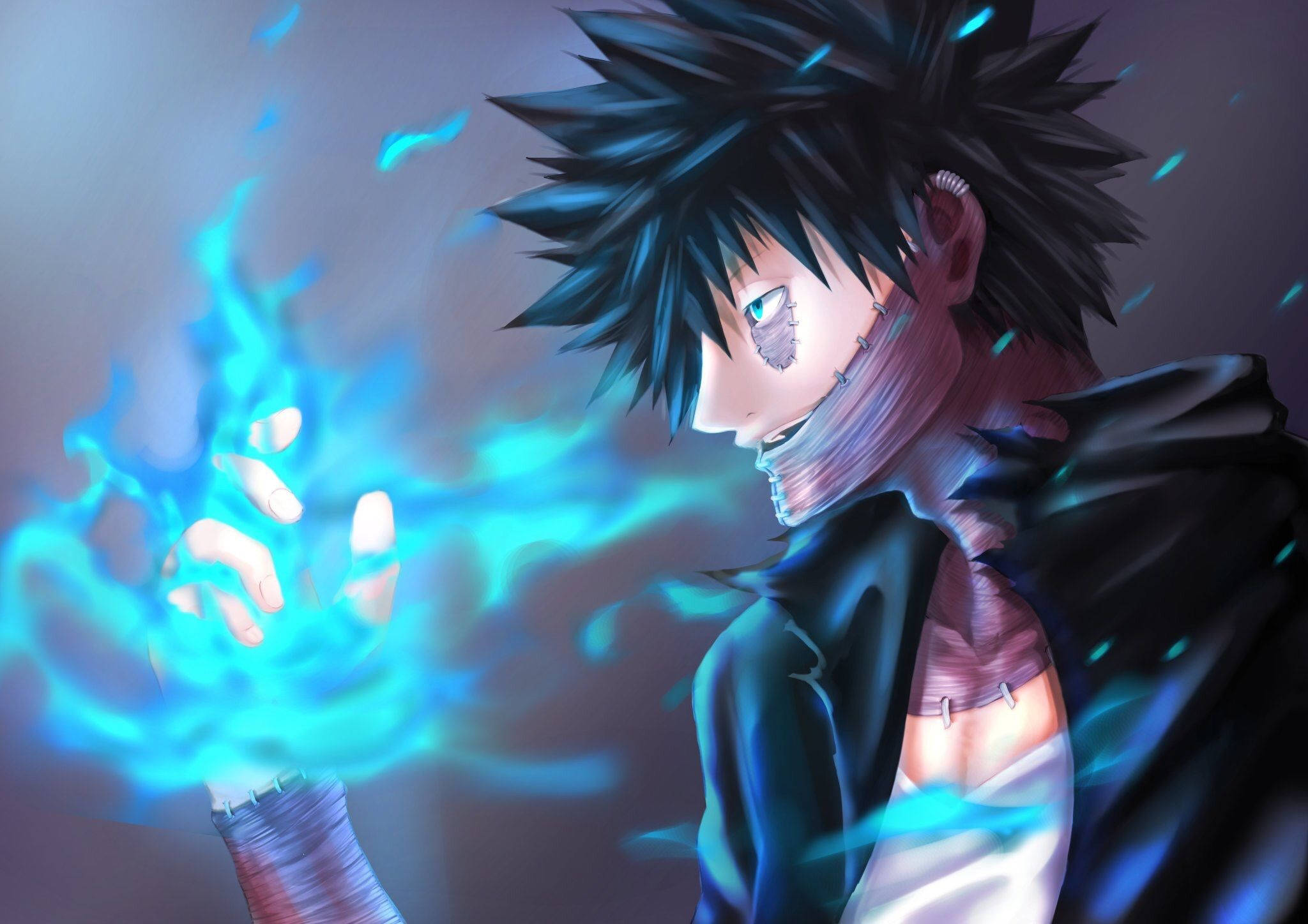Dabi, spiky-haired anime boy, bandaged face, Full HD Desktop Wallpaper