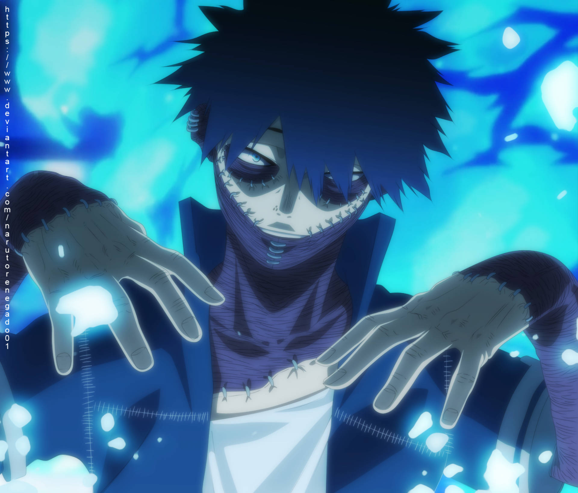 Dabi, glowing blue hands, intense eyes, Full HD Desktop Wallpaper