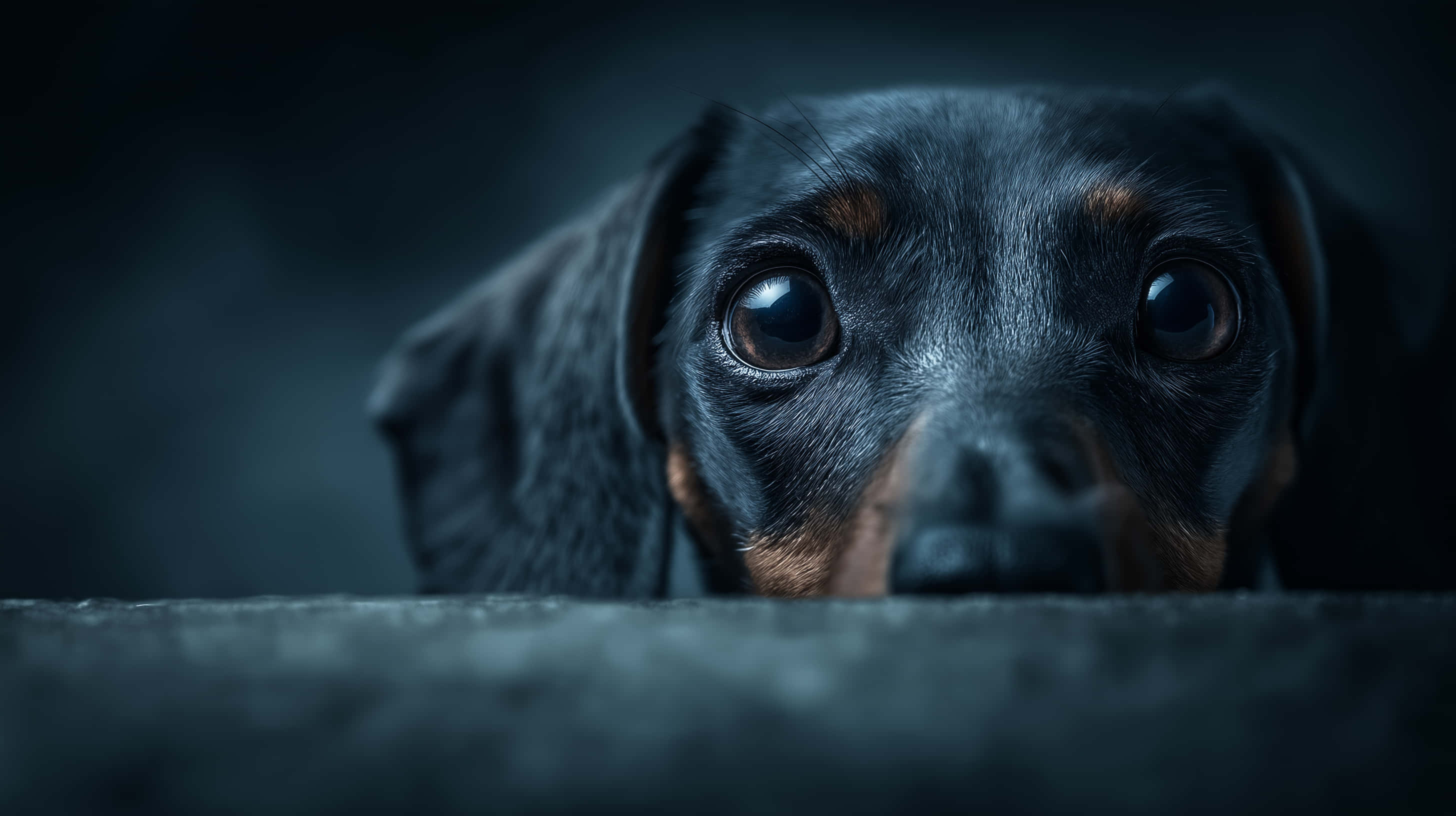 dachshund, black and tan, large soulful eyes, 2K Desktop Wallpaper