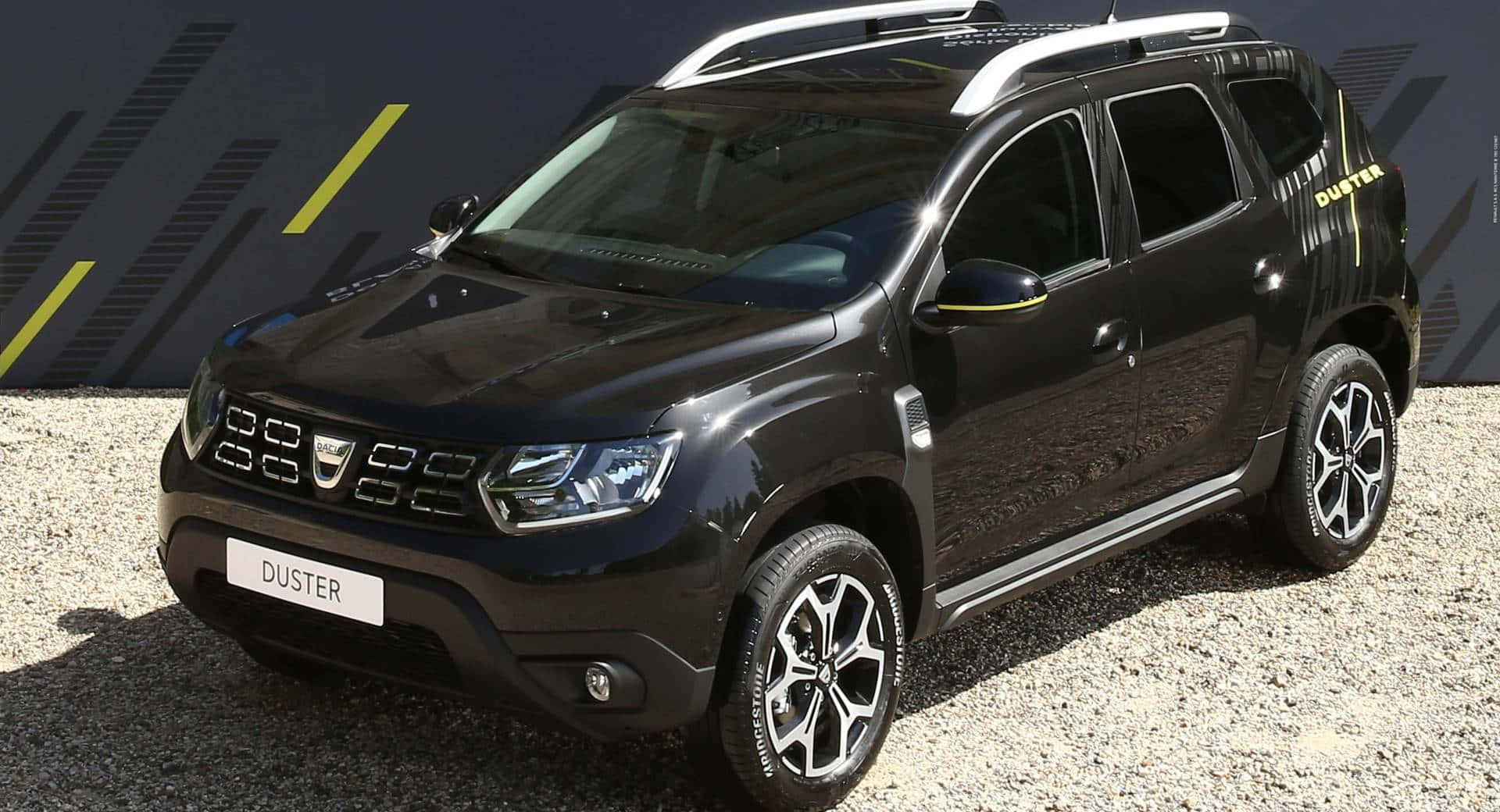 Dacia Duster, black, yellow accents, Full HD Desktop Wallpaper