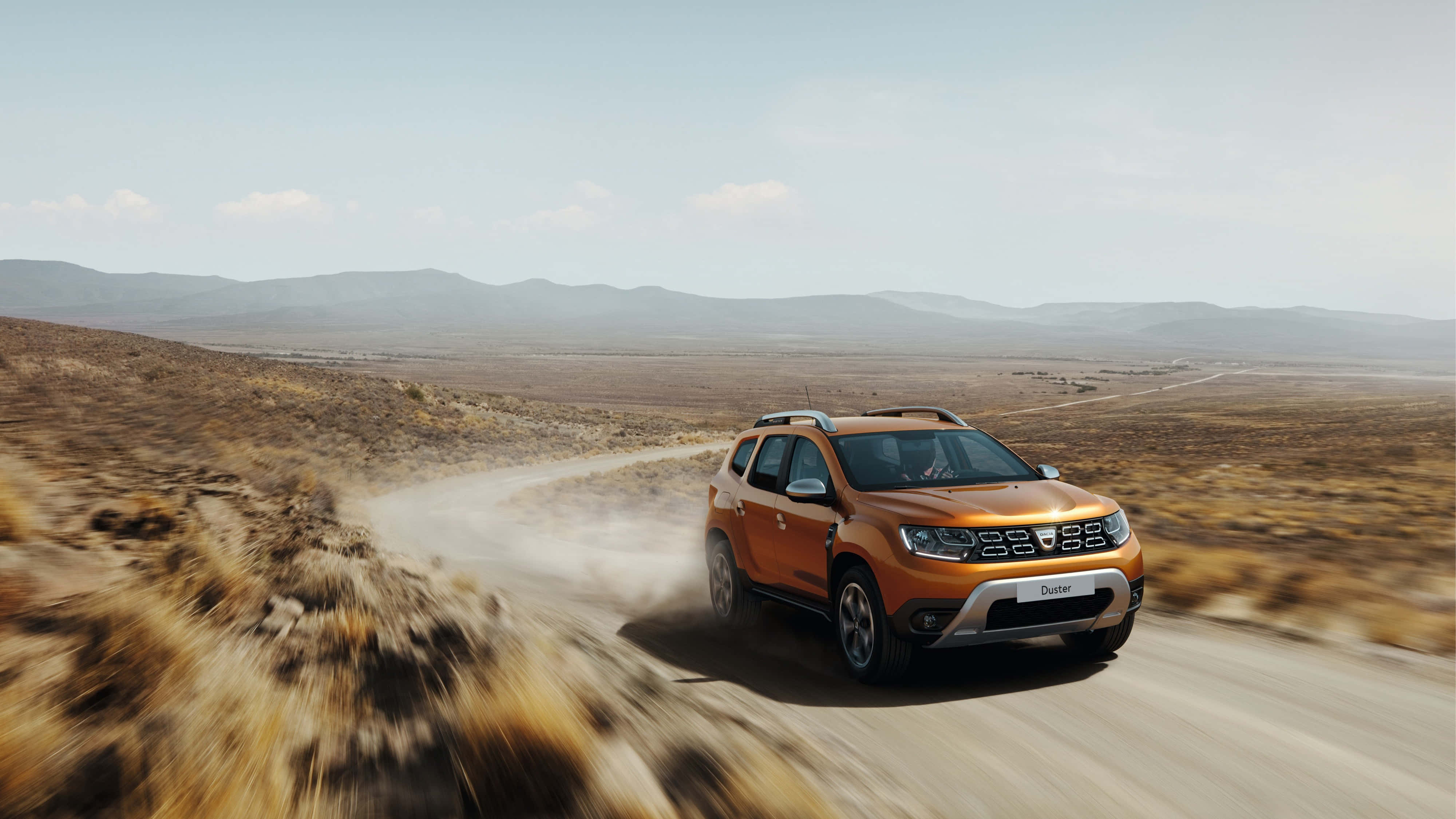 Dacia Duster, orange, dirt road, 4K Desktop Wallpaper