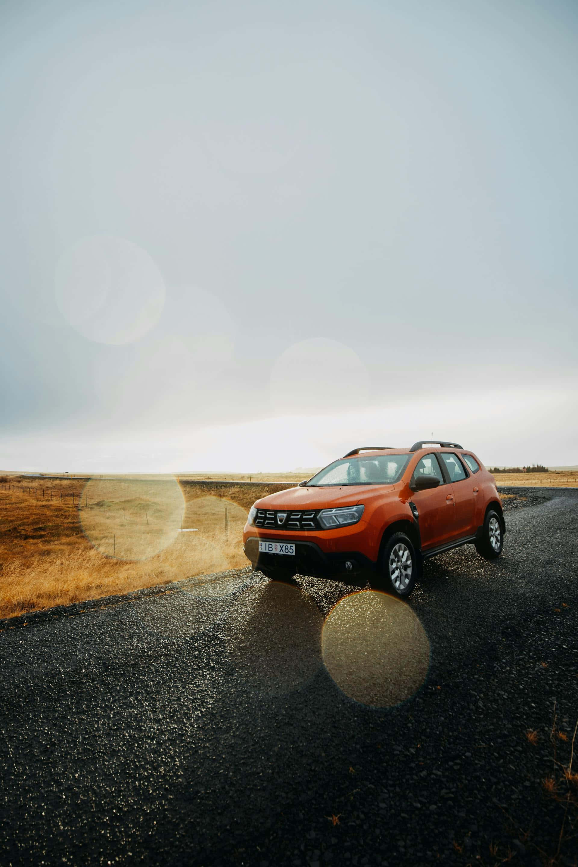 Dacia Duster, rural road, wet asphalt road, 2K Phone Wallpaper