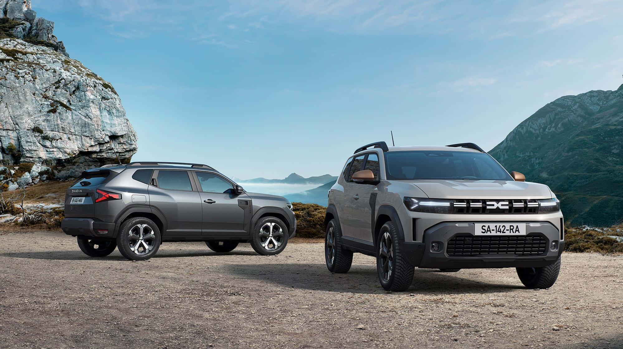 Dacia Duster, gray, rocky mountain overlook, Full HD Desktop Wallpaper