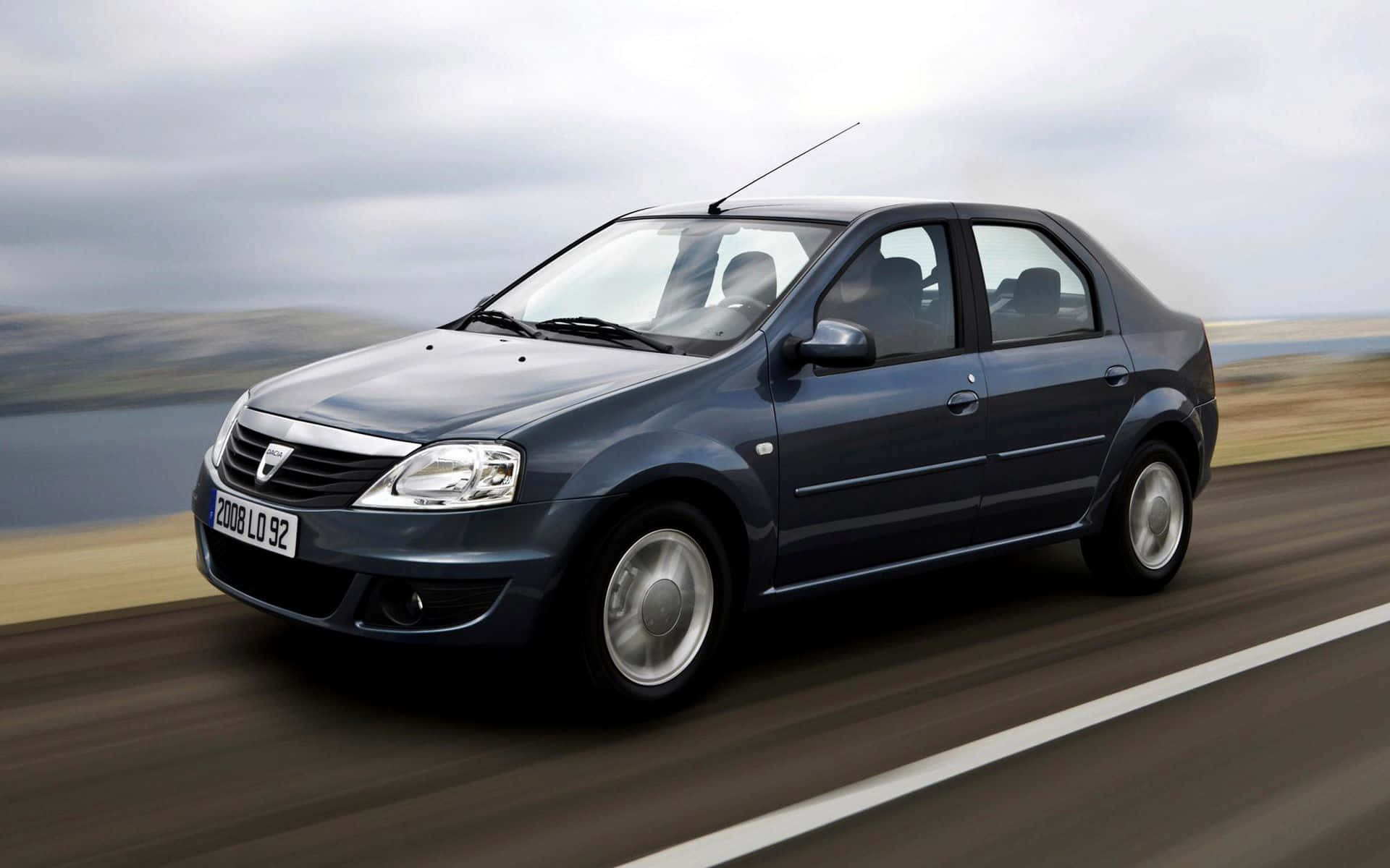 Dacia Logan, dark blue, sedan, Full HD Desktop Wallpaper