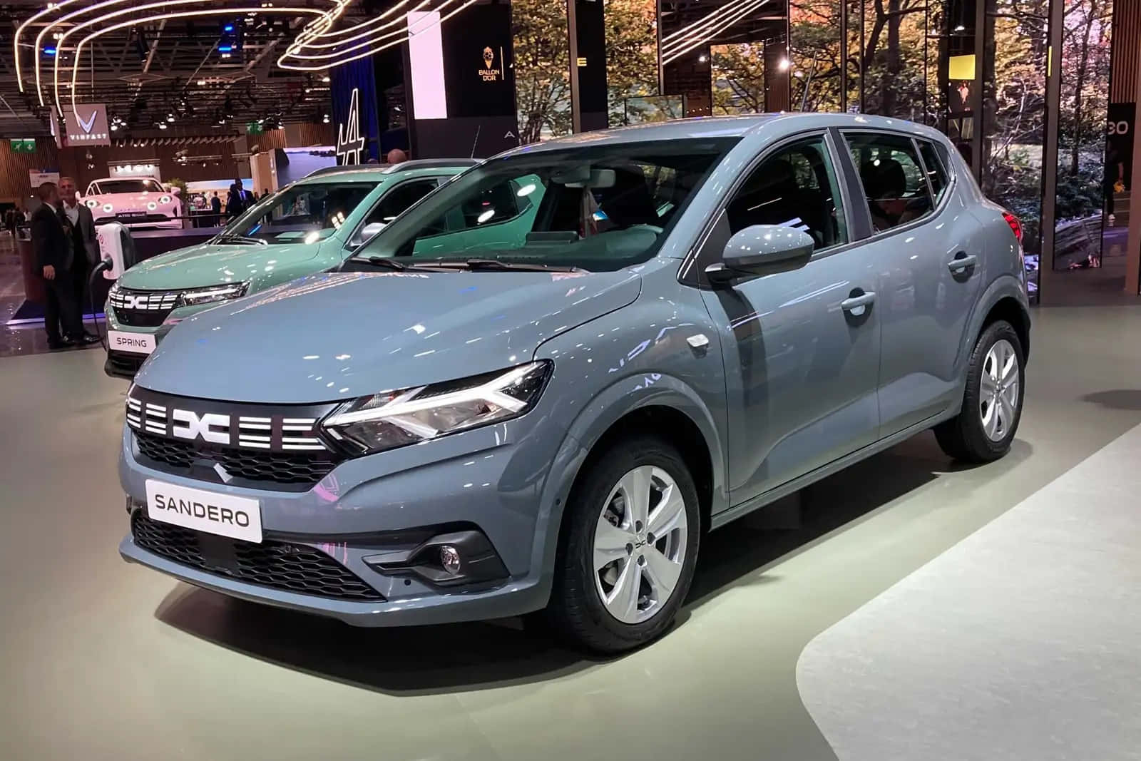 Dacia Sandero, auto show, sleek gray, HD Desktop Wallpaper