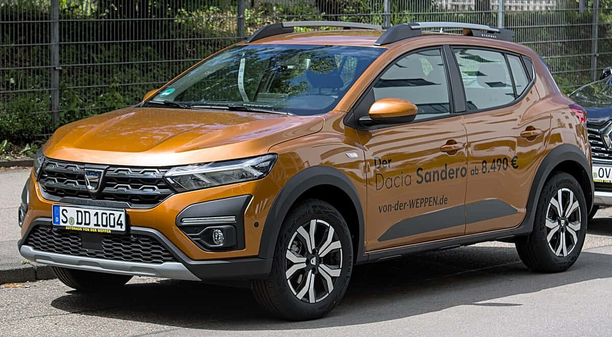 Dacia Sandero, orange, side view, SD Desktop Wallpaper