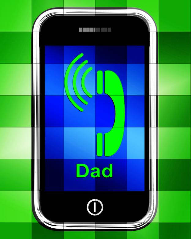 Dad, green phone icon, blue screen, SD Phone Wallpaper