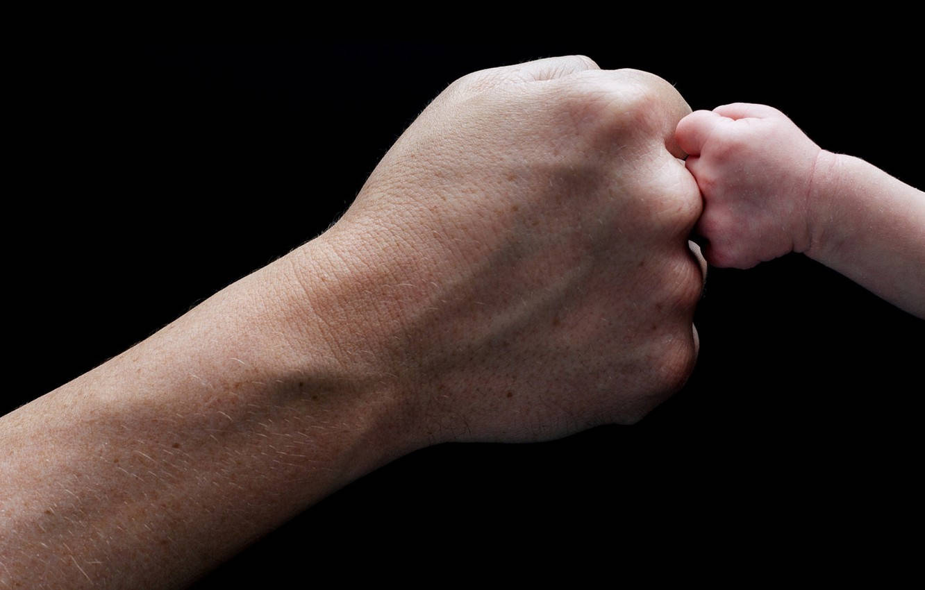 Dad, baby, fist bump, HD Desktop Wallpaper