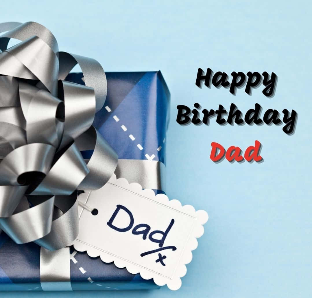 Dad, Happy Birthday Dad, blue gift box, SD Desktop Wallpaper