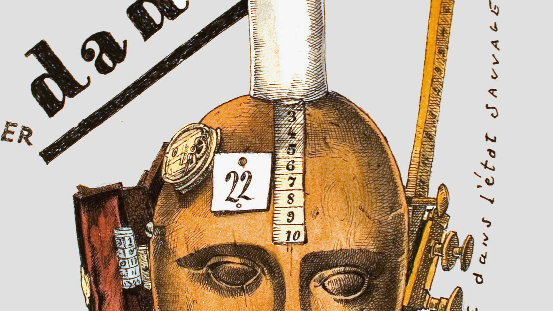 Dadaism, vintage engraved illustration, human head, Full HD Desktop Wallpaper