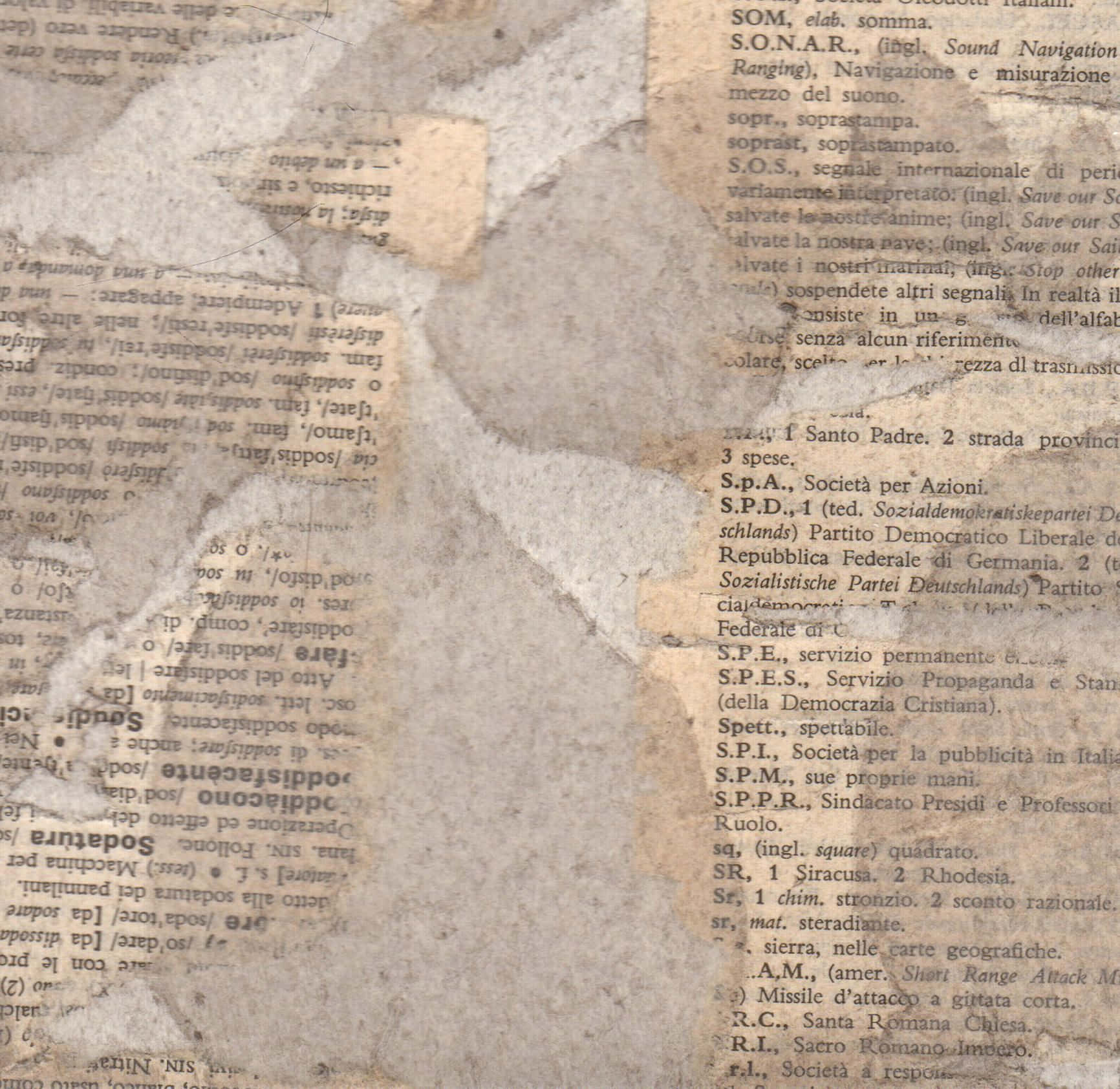 Dadaism, dictionary pages, faded Italian text, HD Desktop Wallpaper