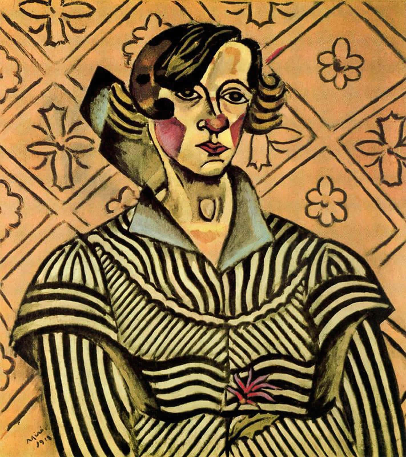 Dadaism, cubist portrait, striped dress, HD Phone Wallpaper