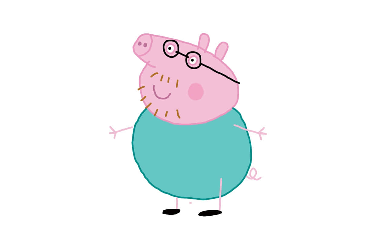 Daddy Pig, teal shirt, glasses, HD Desktop Wallpaper