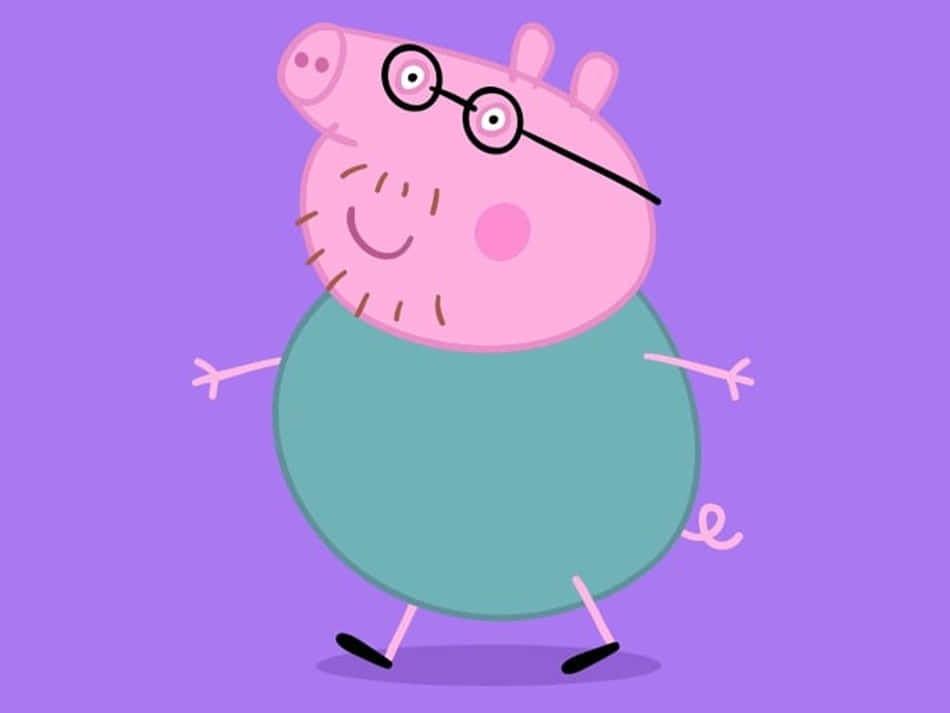 Daddy Pig, teal shirt, glasses, SD Desktop Wallpaper