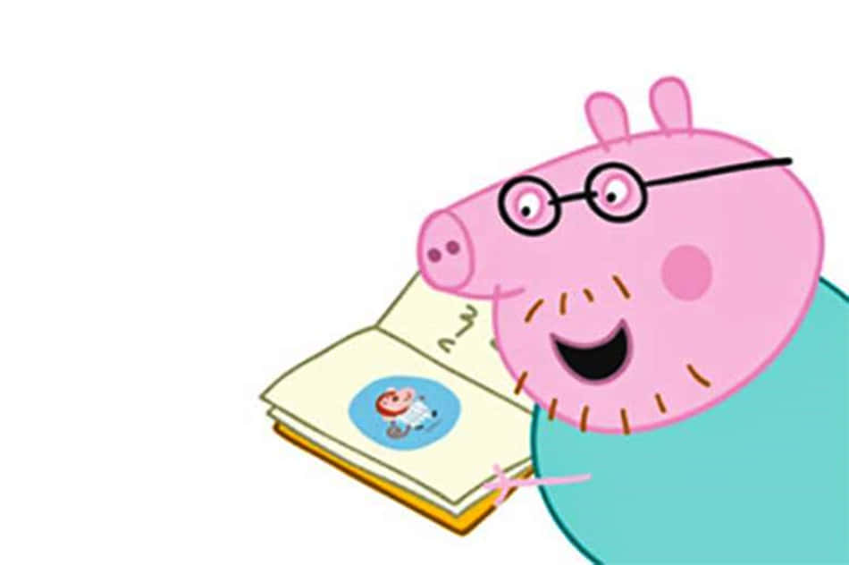 Daddy Pig, cartoon pig, glasses, SD Desktop Wallpaper