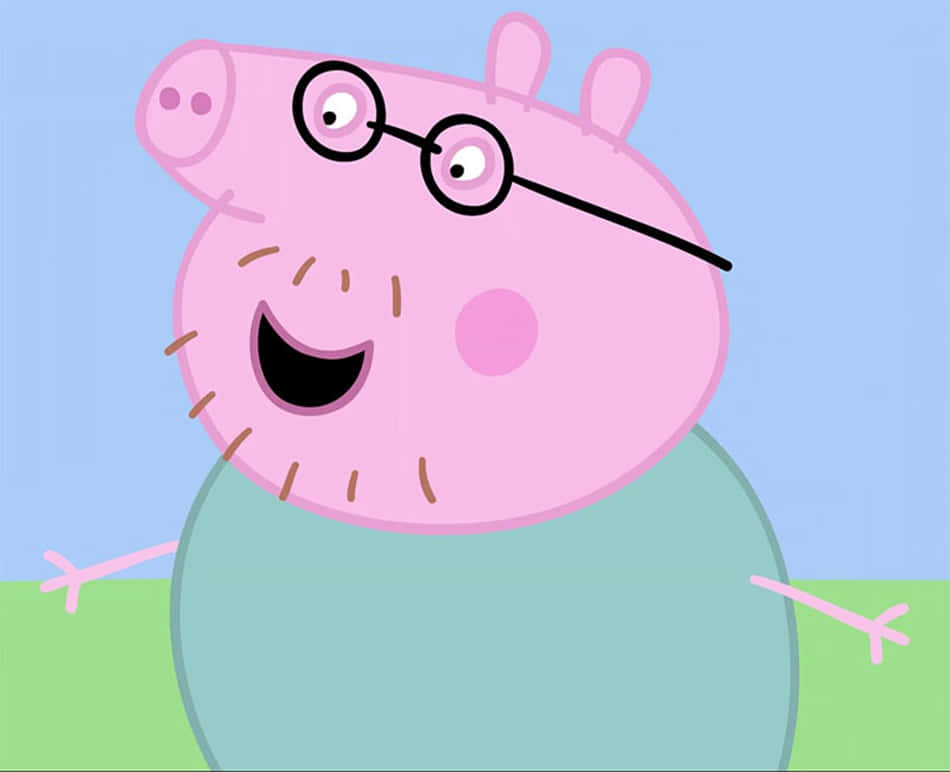 Daddy Pig, beach, blue and green background, SD Desktop Wallpaper