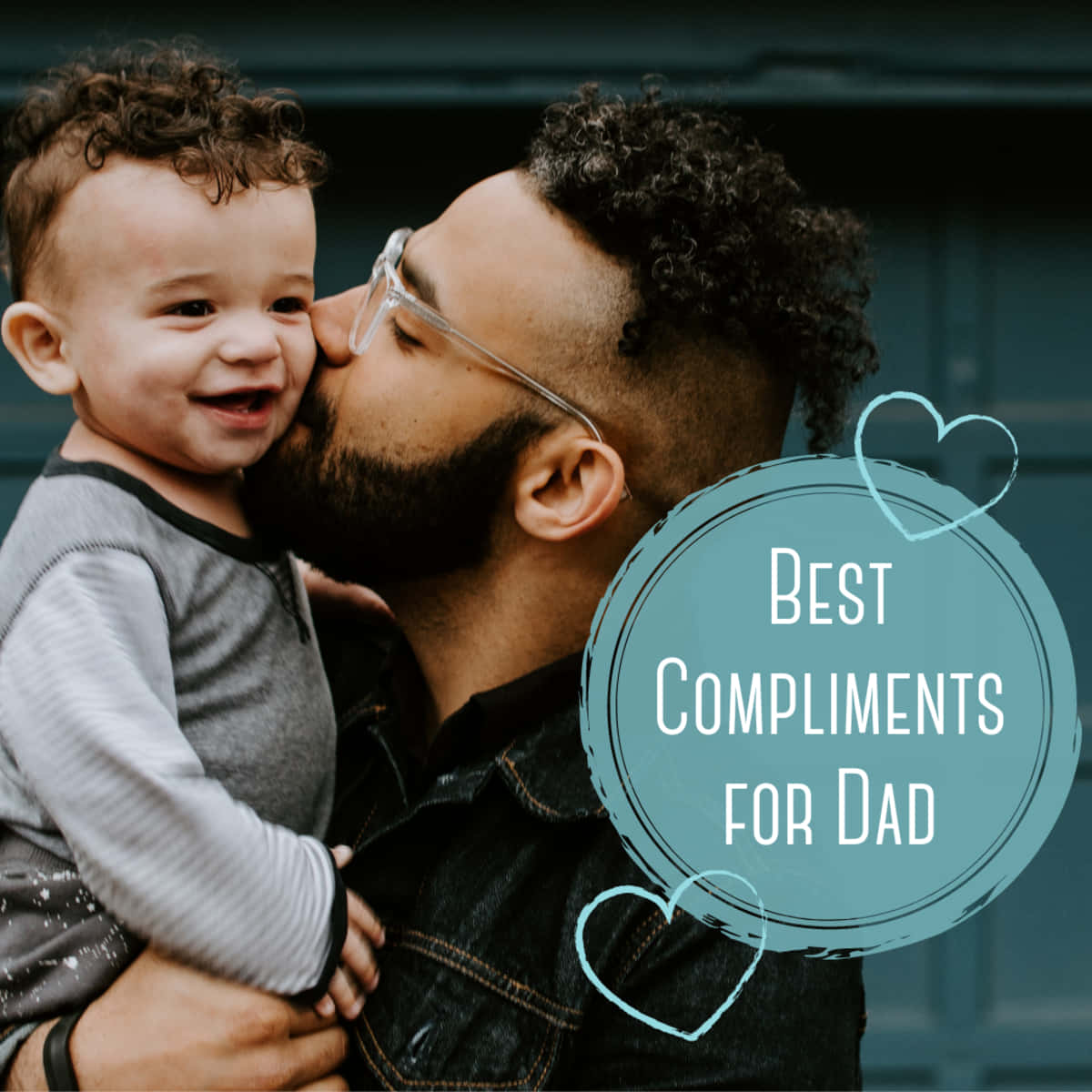 Daddy, teal background, heart-themed graphic overlay, SD Desktop Wallpaper