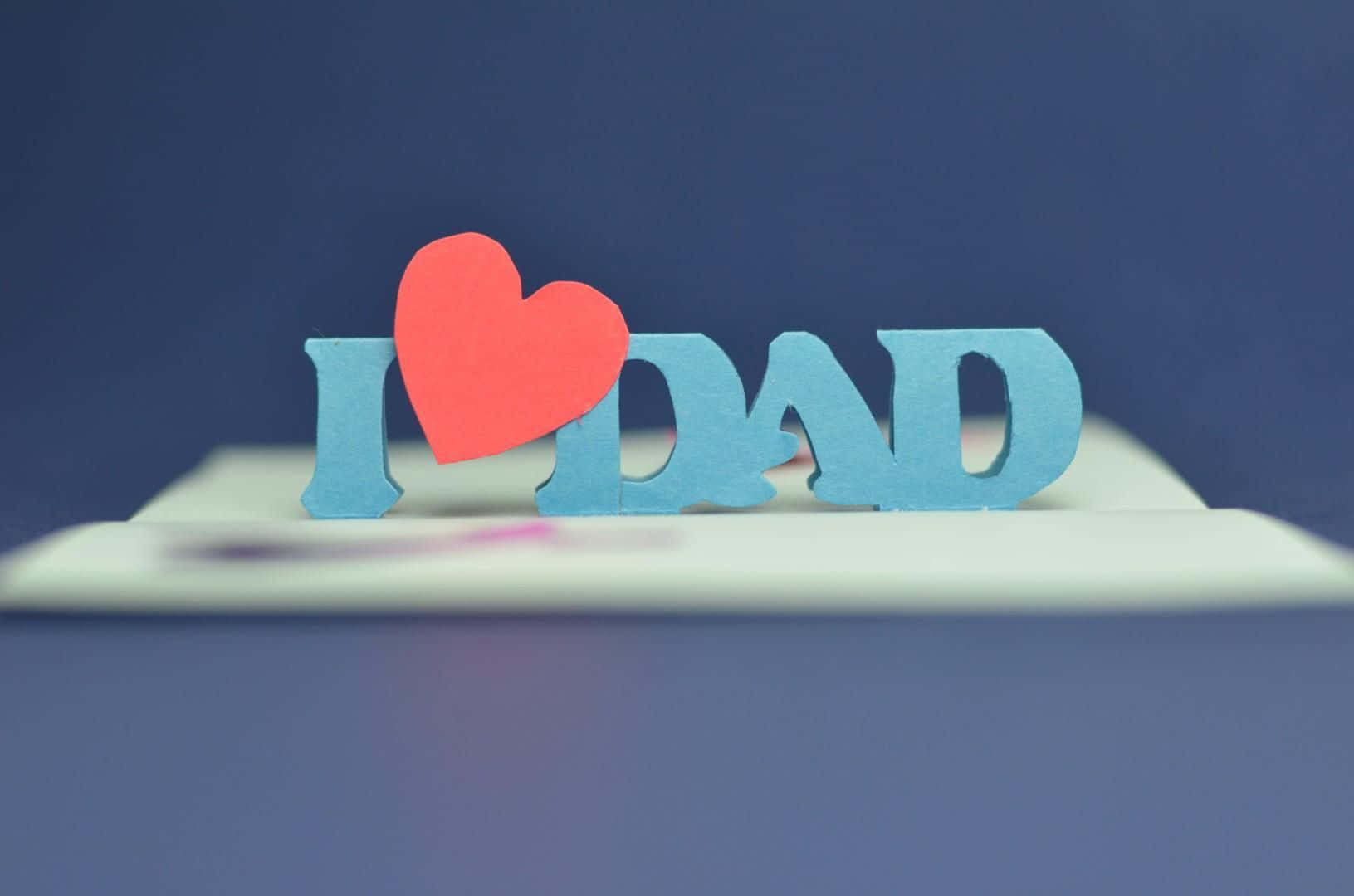 Daddy, red heart, blue paper letters, HD Desktop Wallpaper