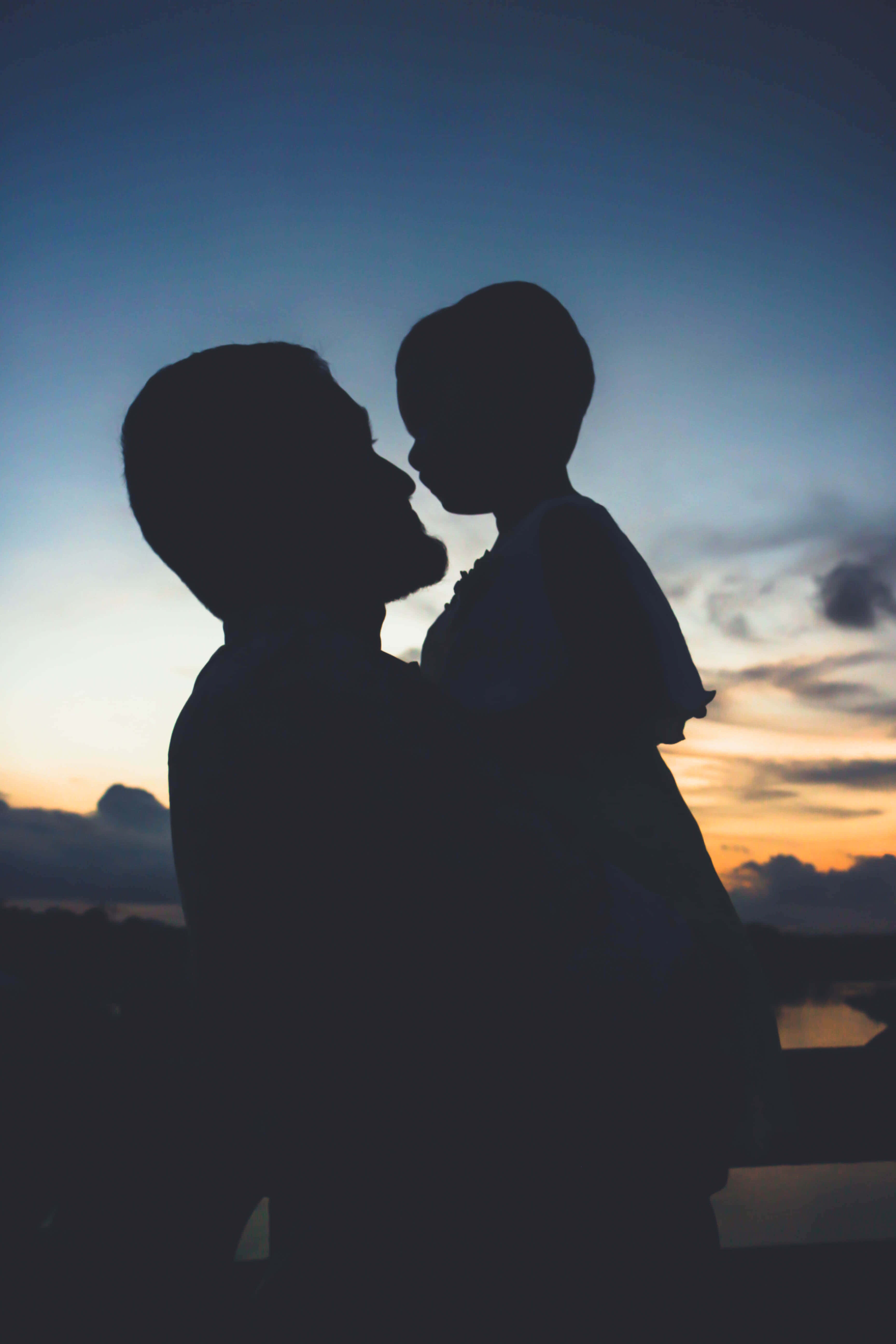 Daddy, Baby, twilight sky, 5K Phone Wallpaper