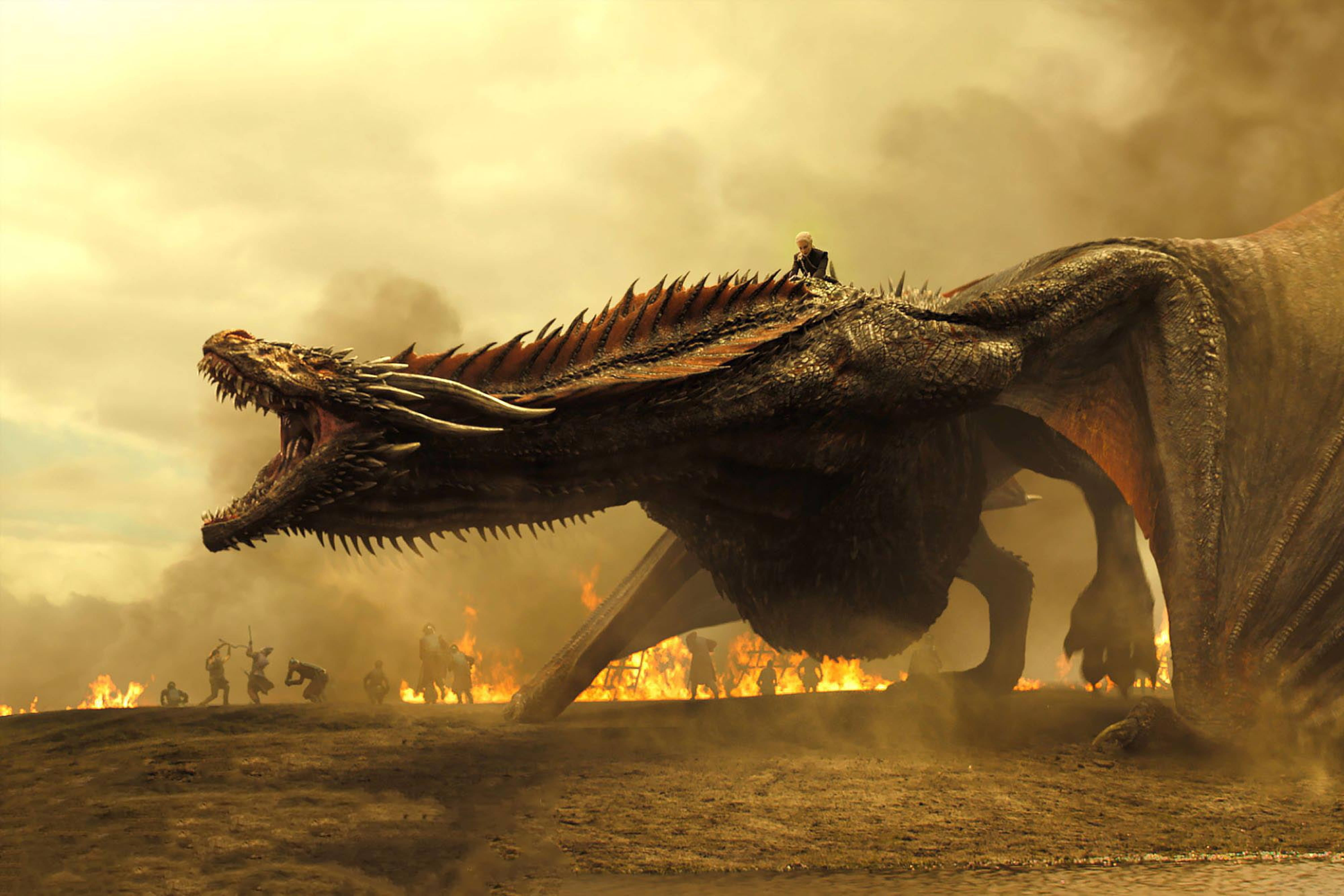 Daenerys Targaryen, dragon, battlefield, 5K Desktop Wallpaper
