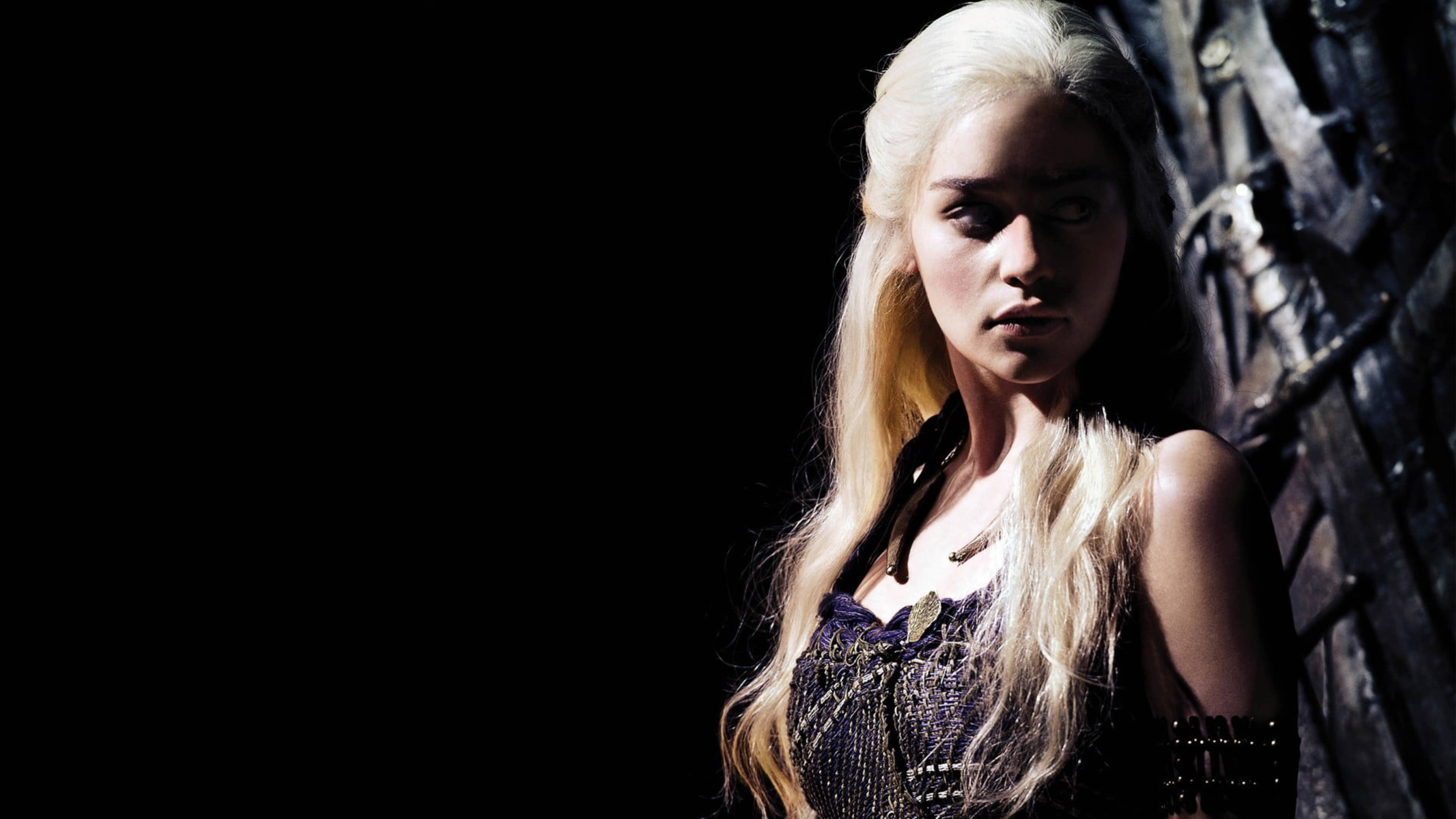 Daenerys Targaryen, black theme, portrait, 5K Desktop Wallpaper