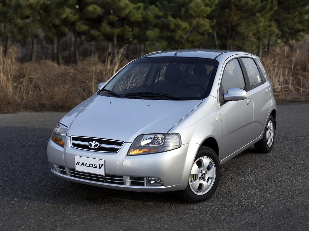 Daewoo Kalos V, silver, asphalt, SD Desktop Wallpaper