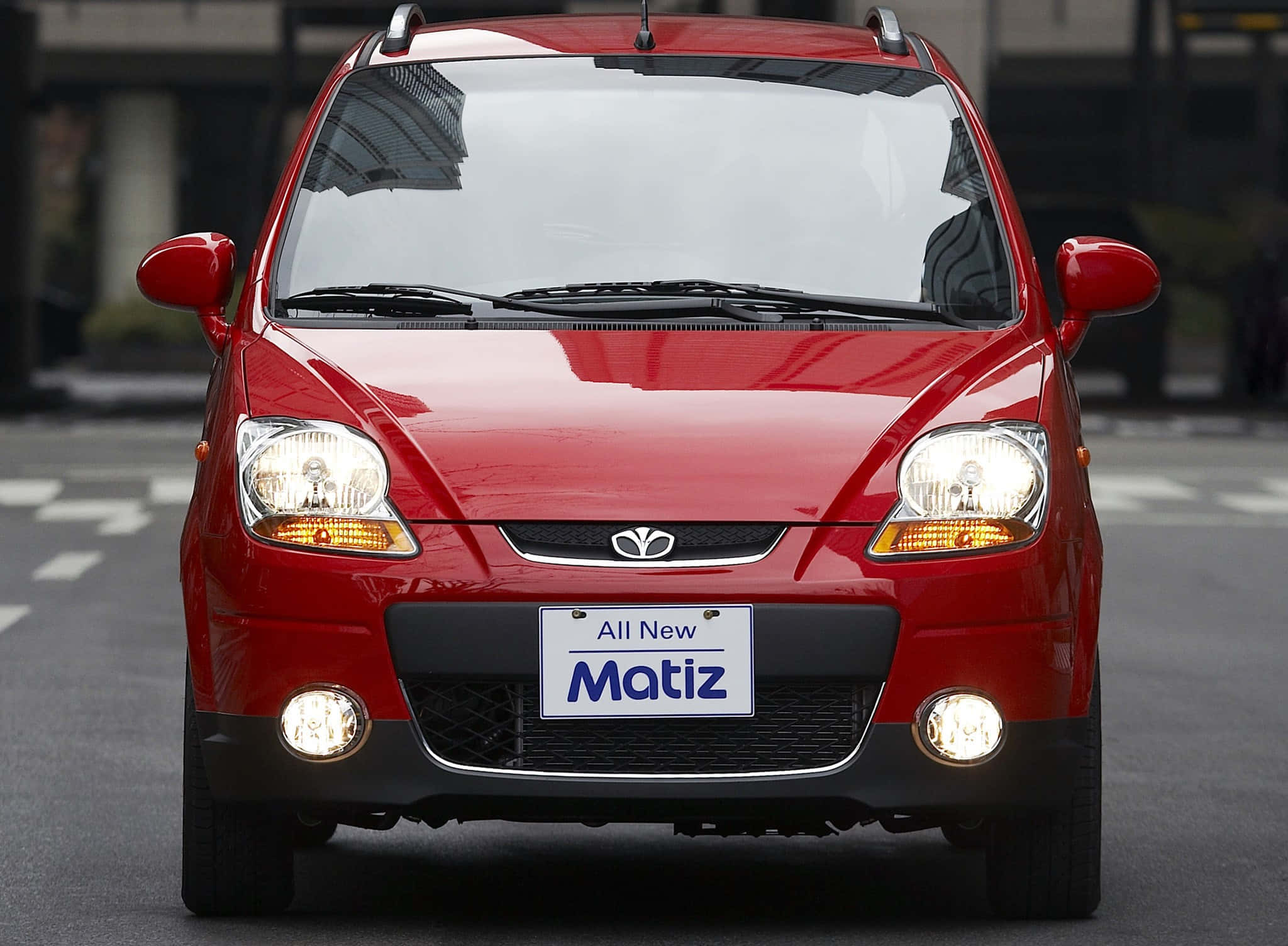 Daewoo Matiz, vibrant red, city street, Full HD Desktop Wallpaper