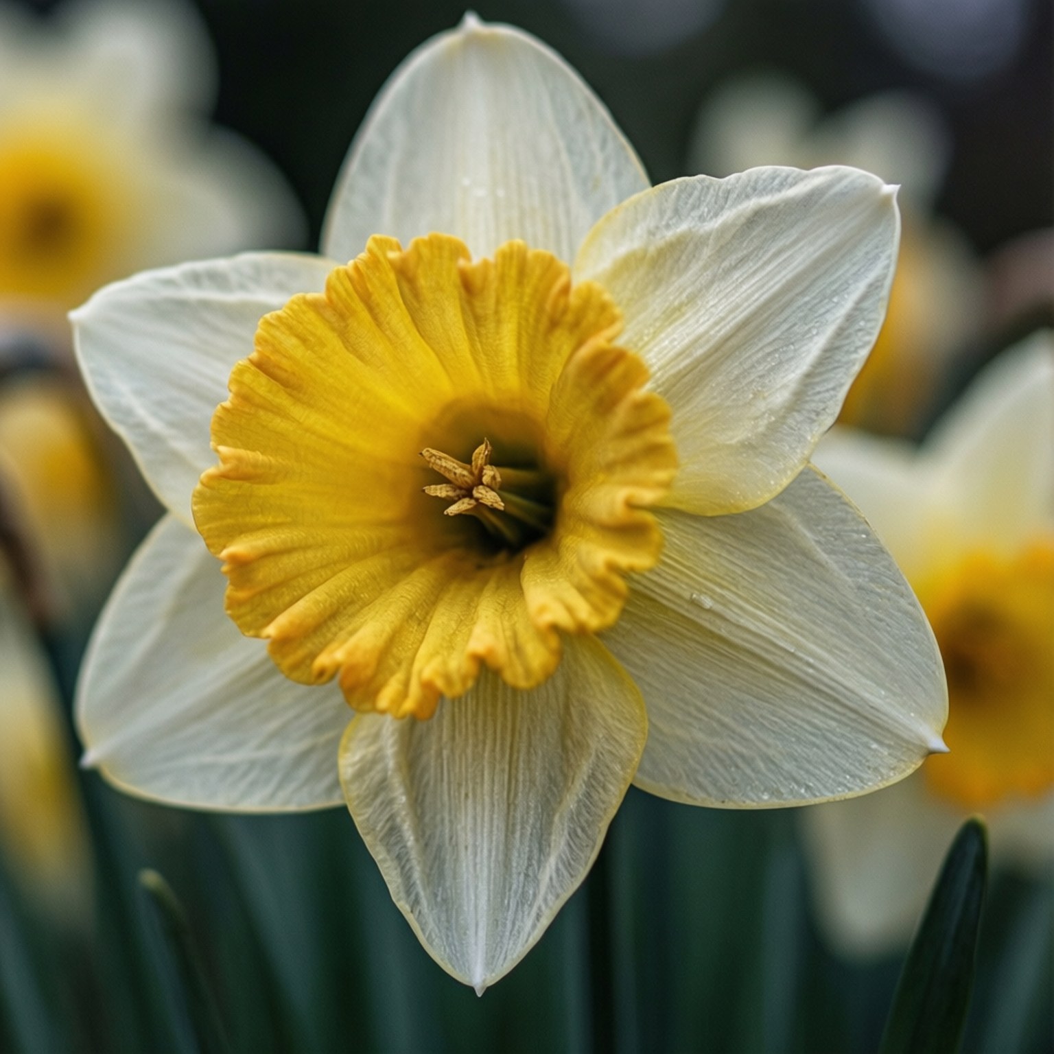 daffodil, trumpet center, white, HD Desktop Wallpaper
