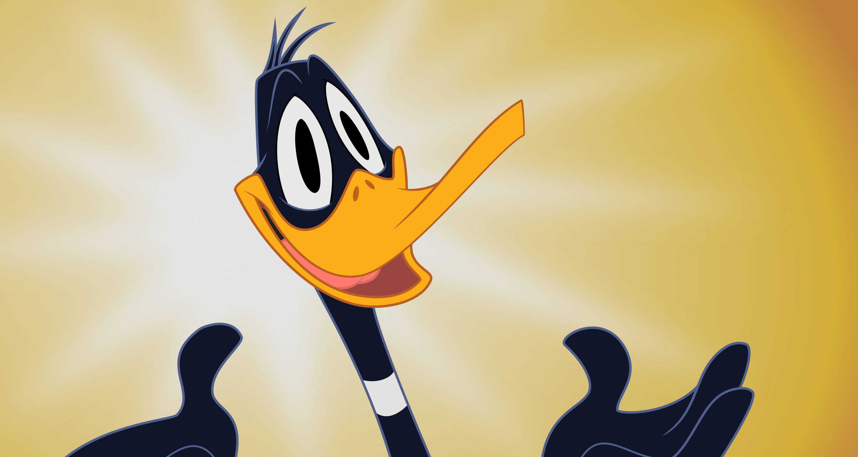 Daffy Duck, orange beak, wide eyes, 2K Desktop Wallpaper