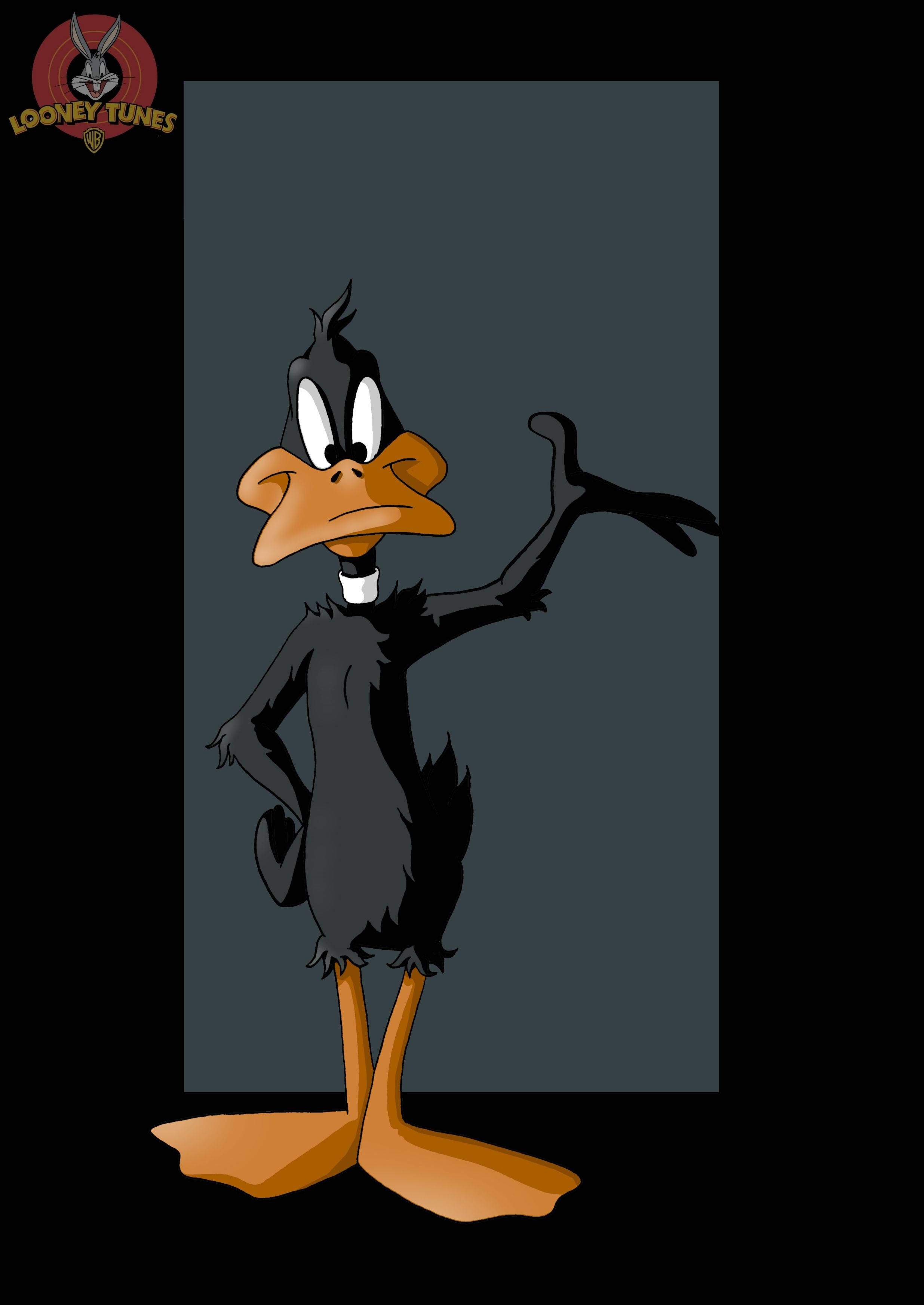 Daffy Duck, dark gray backdrop, classic cartoon character, 2K Phone Wallpaper