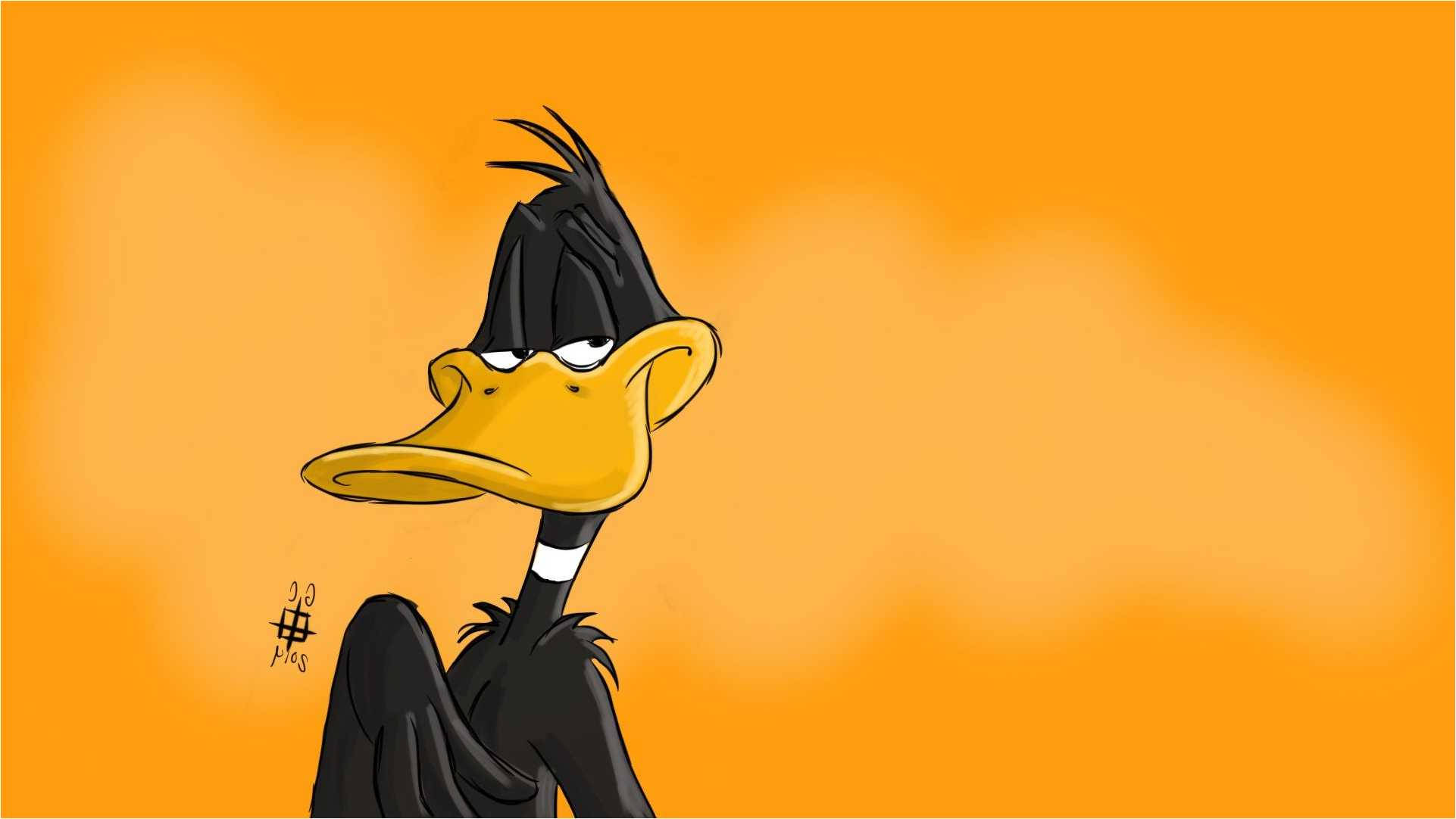 Daffy Duck, black mohawk, yellow beak, Full HD Desktop Wallpaper