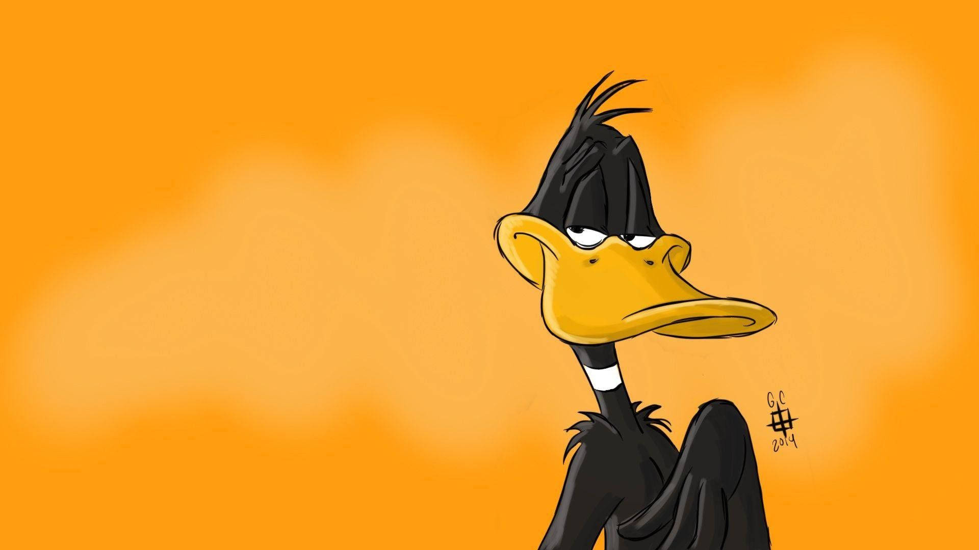 Daffy Duck, black mohawk, yellow beak, Full HD Desktop Wallpaper