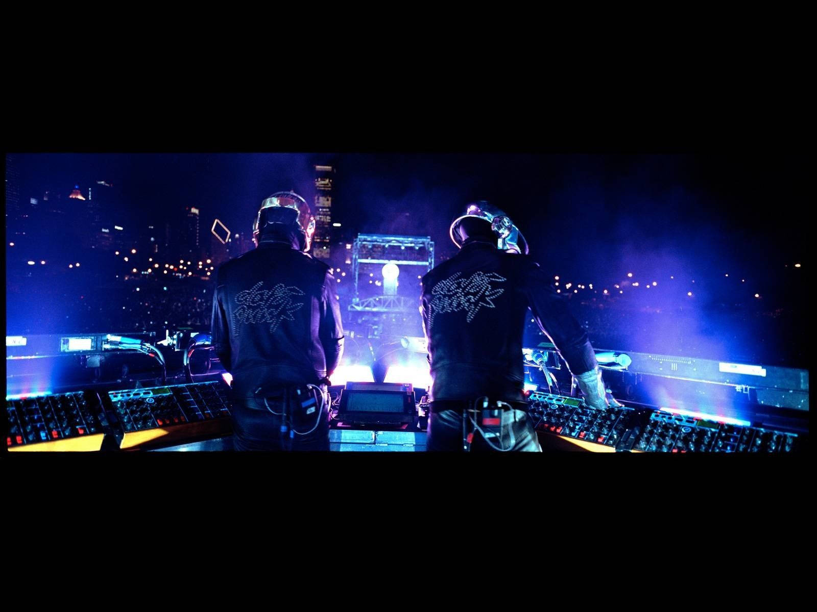Daft Punk, helmet, glowing stage, HD Desktop Wallpaper