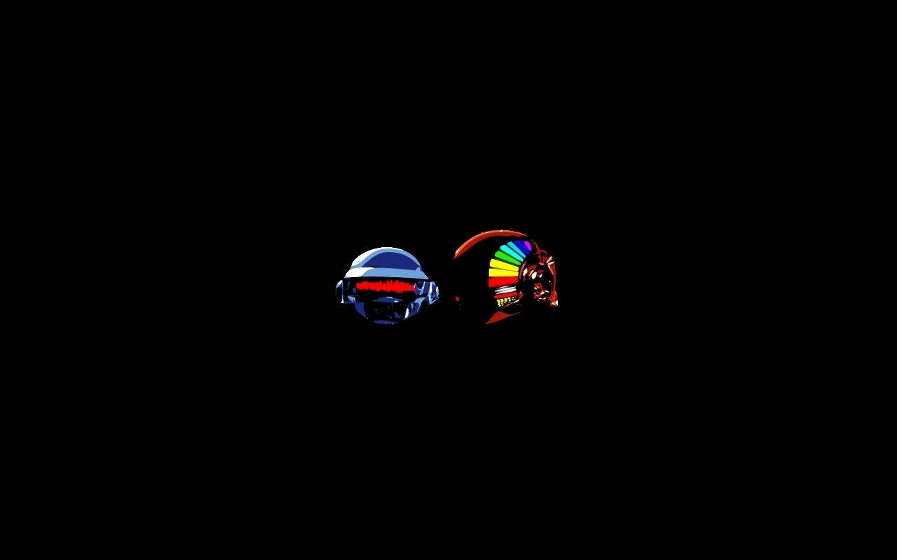 Daft Punk, neon lights, pitch black background, HD Desktop Wallpaper