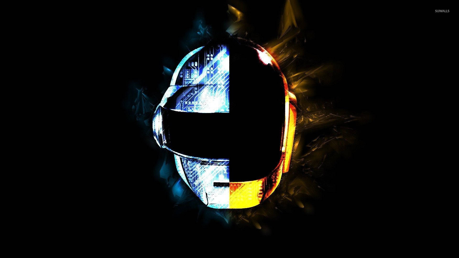 Daft Punk, robotic helmet, blue circuitry, Full HD Desktop Wallpaper