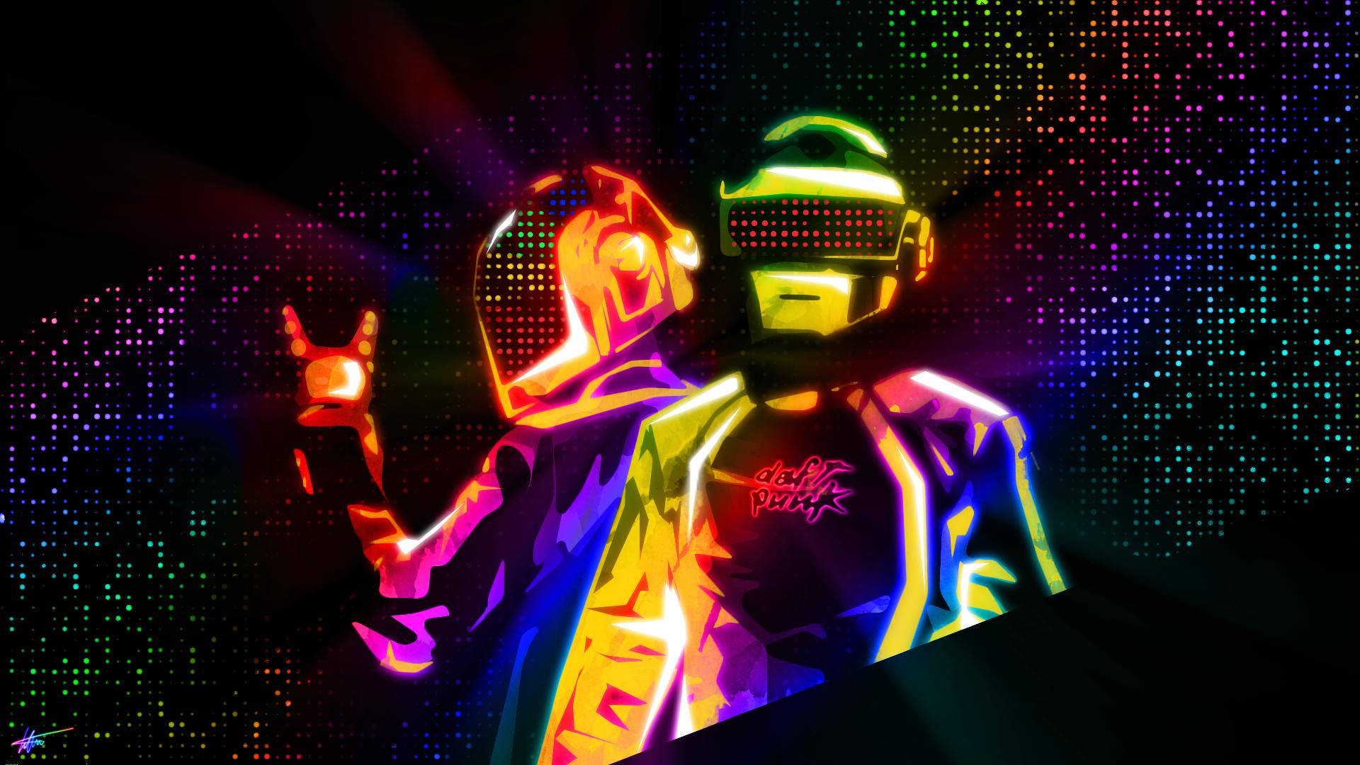Daft Punk, neon-drenched, neon RGB, Full HD Desktop Wallpaper
