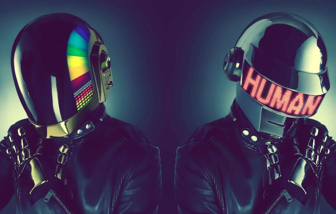 Daft Punk, chrome helmets, rainbow spectrum, HD Desktop Wallpaper