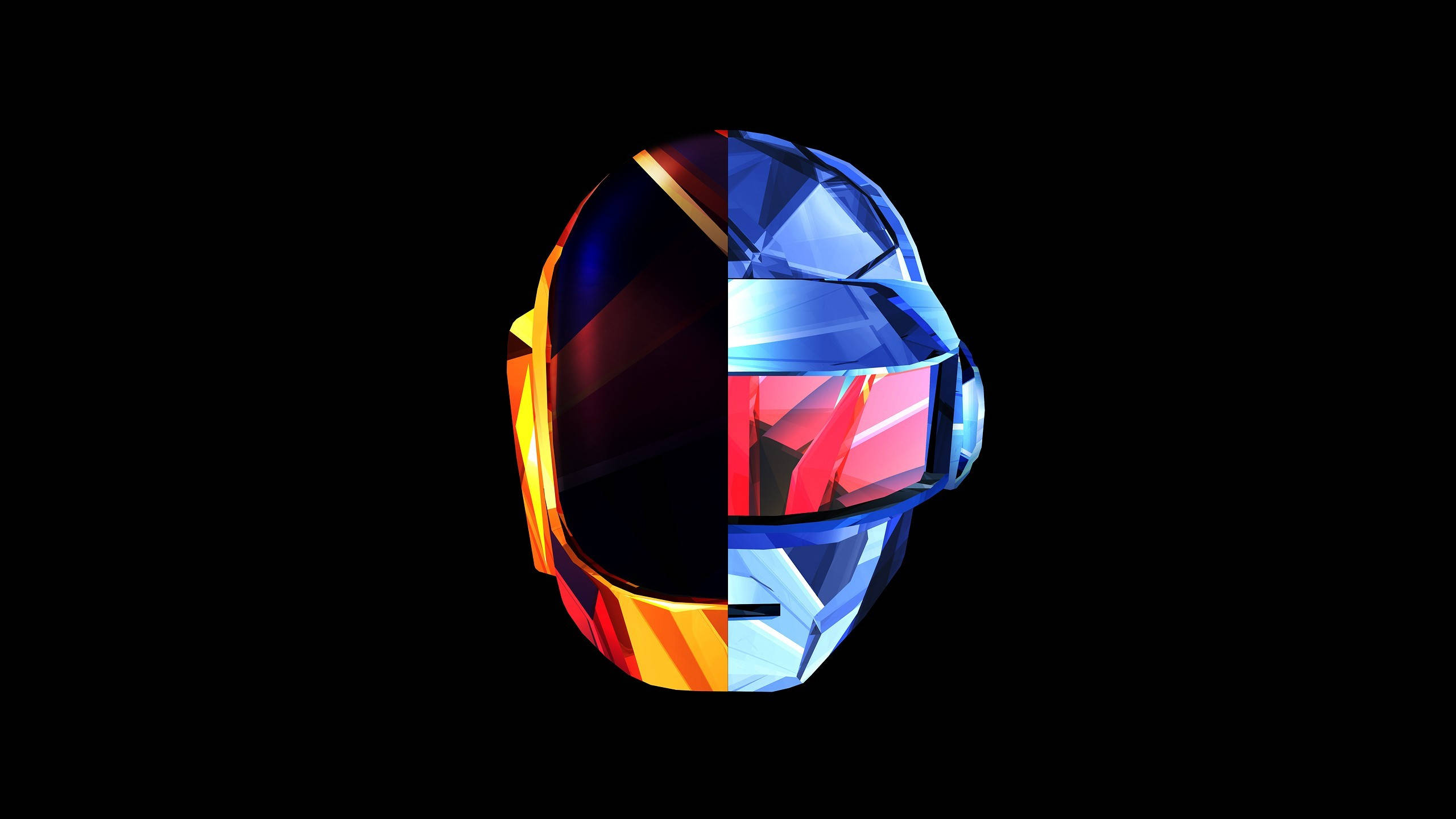 Daft Punk, helmet, fiery orange, 2K Desktop Wallpaper