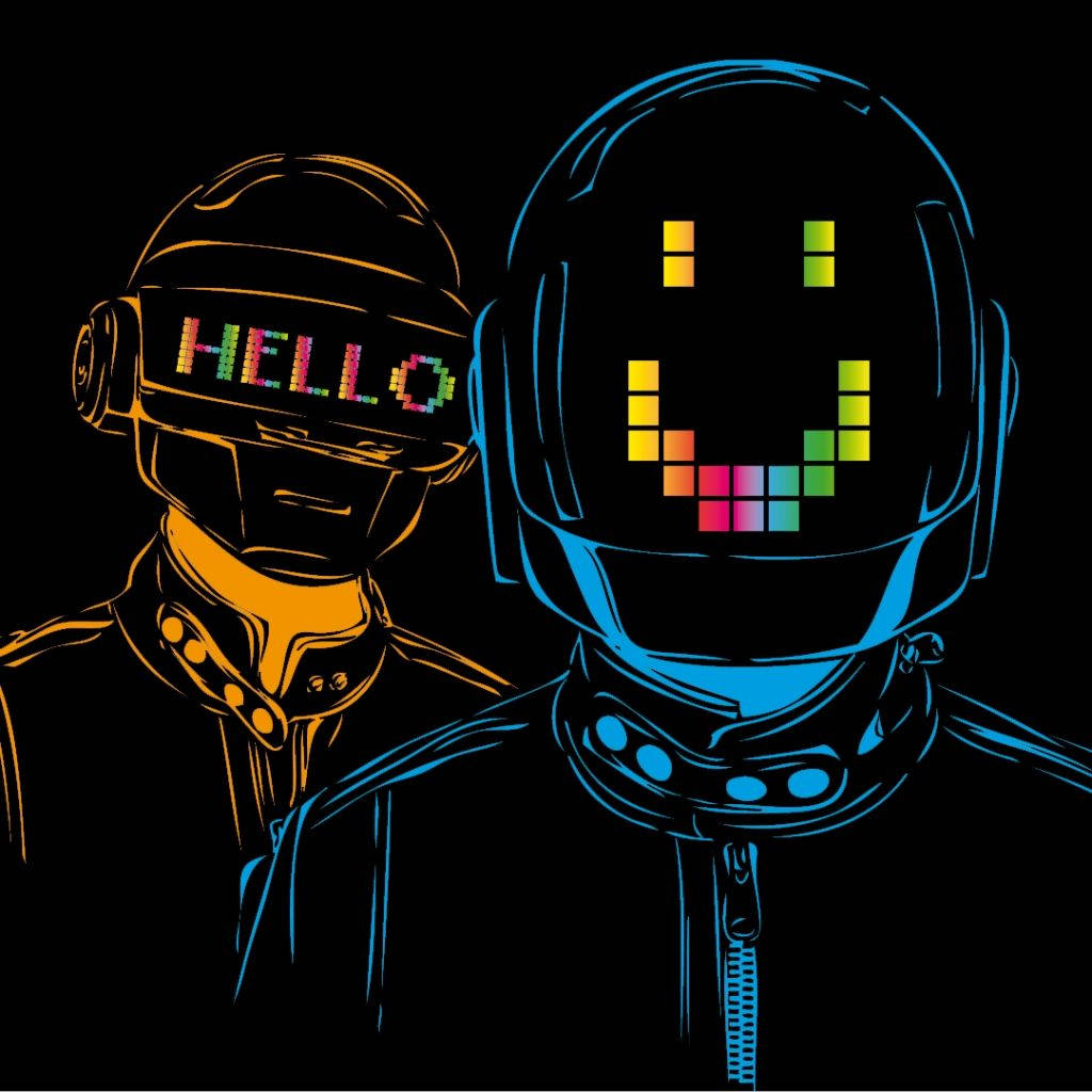 Daft Punk, HELLO, rainbow smiley face, SD Desktop Wallpaper