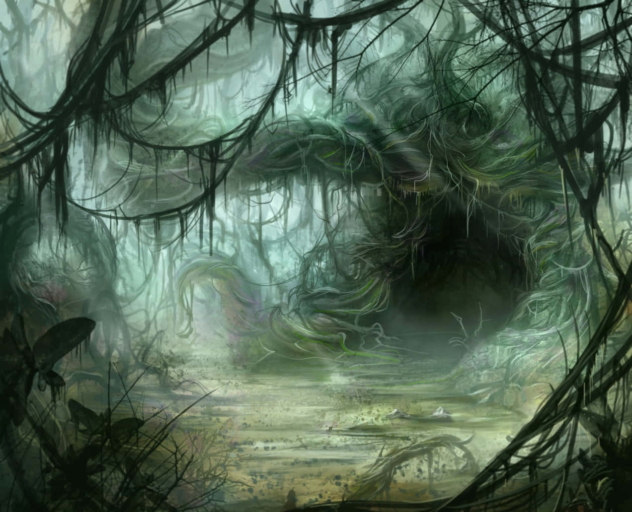 Dagobah, swamp, gnarled trees, SD Desktop Wallpaper