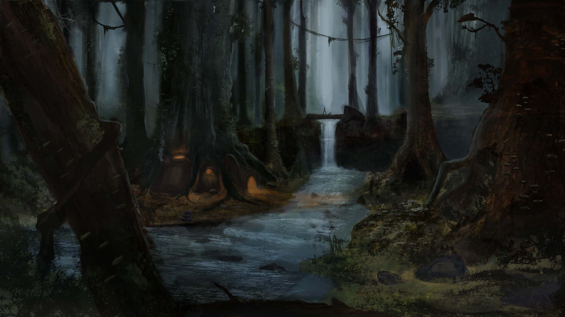 Dagobah, mystical forest, stream, Full HD Desktop Wallpaper