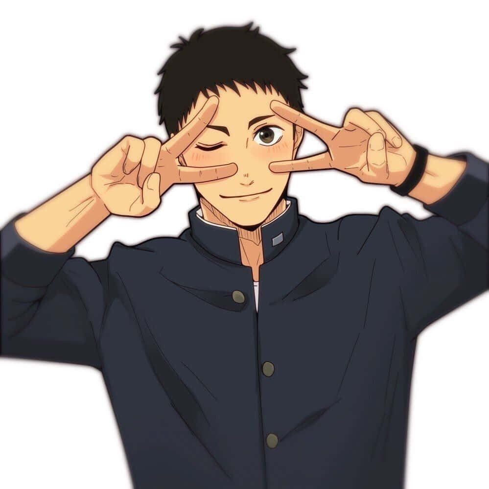 Daichi Sawamura, volleyball captain, peace signs, SD Desktop Wallpaper