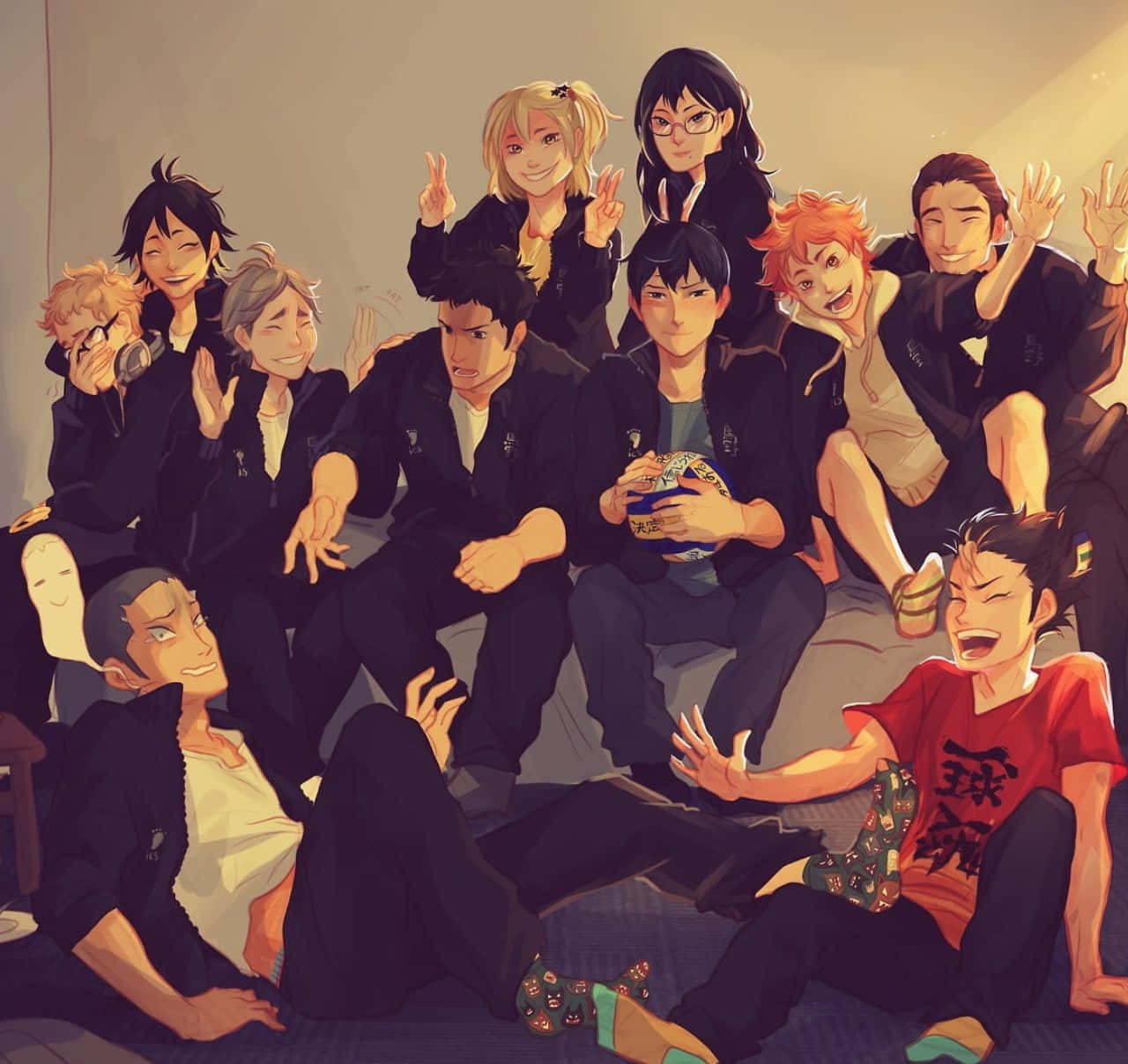 Daichi Sawamura, black jackets, couch, HD Desktop Wallpaper